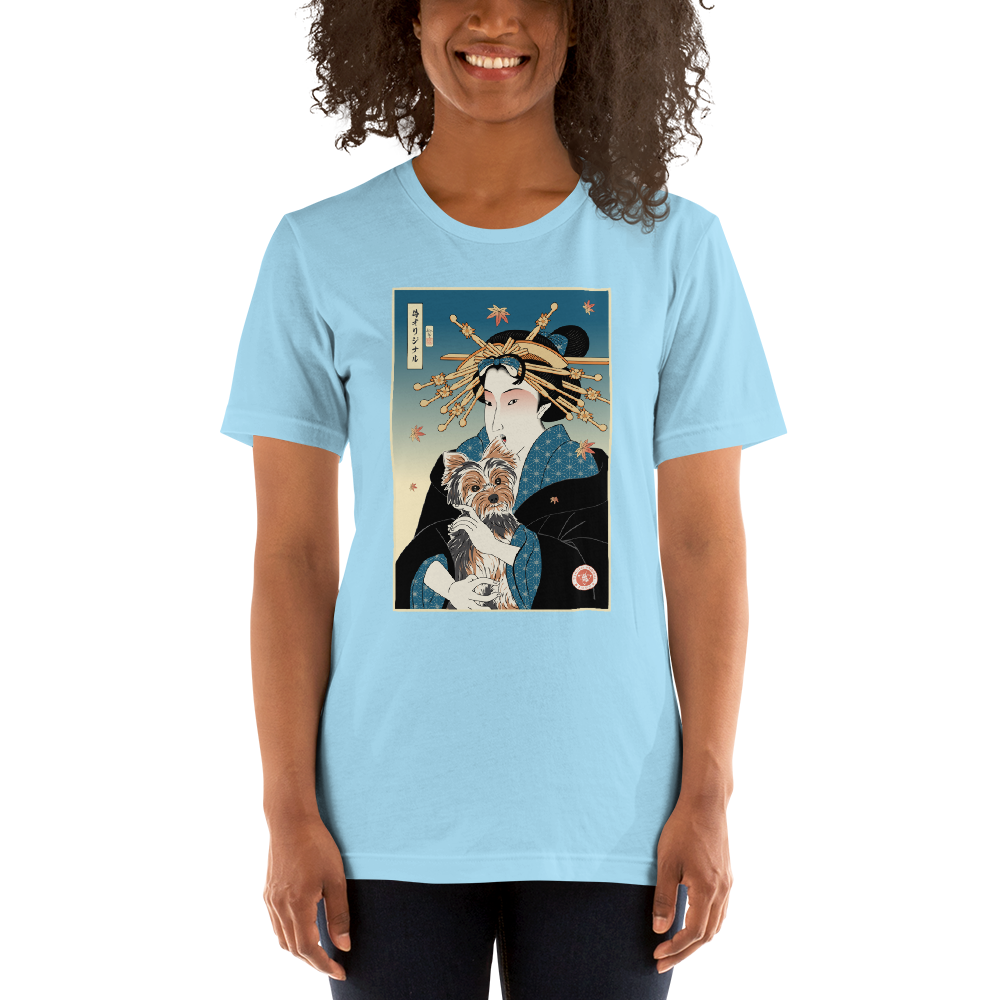 Geisha and Yorkshire Dog Japanese Ukiyo-e Unisex t-shirt -