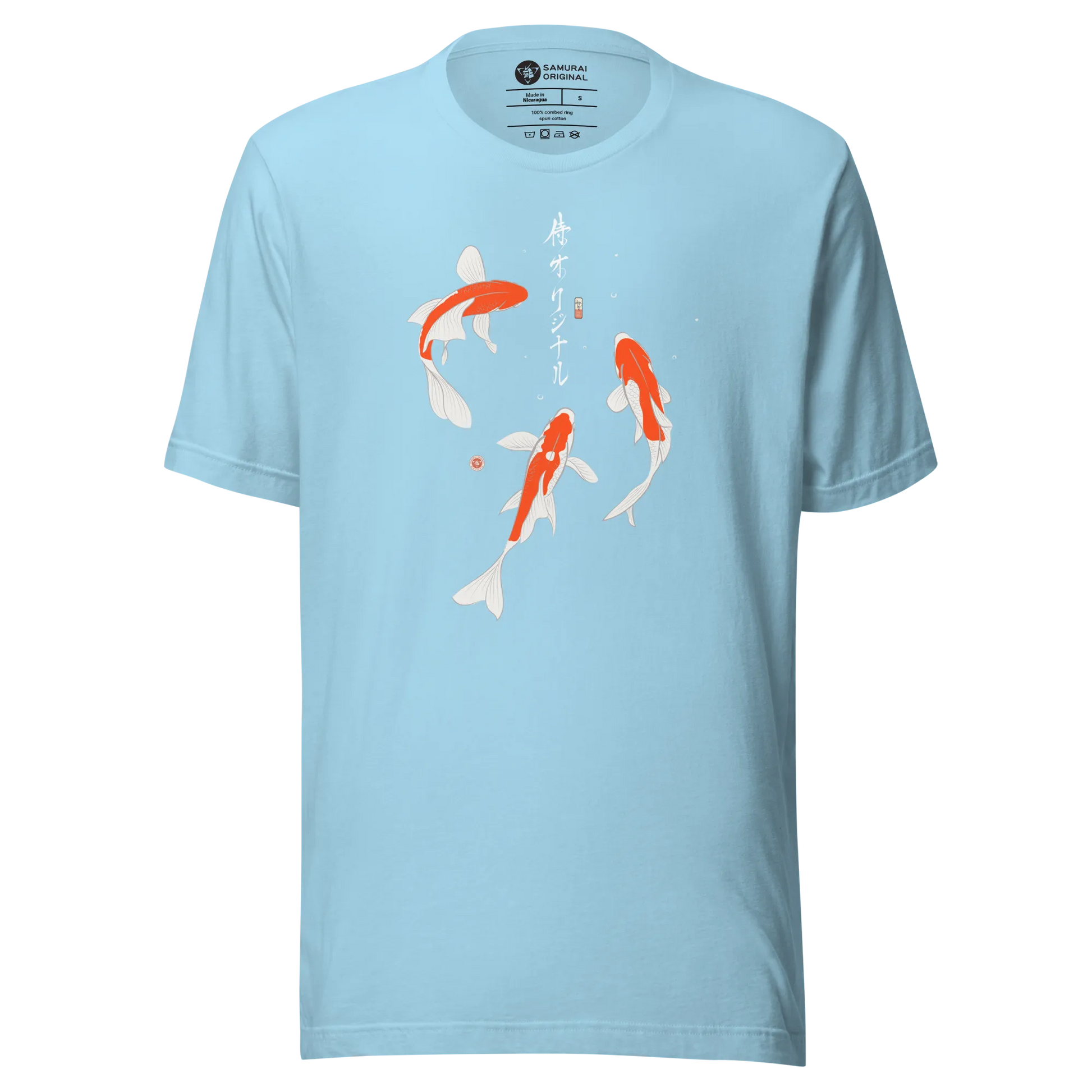 Koi Fish Japanese Ukiyo-e Unisex T-shirt 2 - Ocean Blue / S