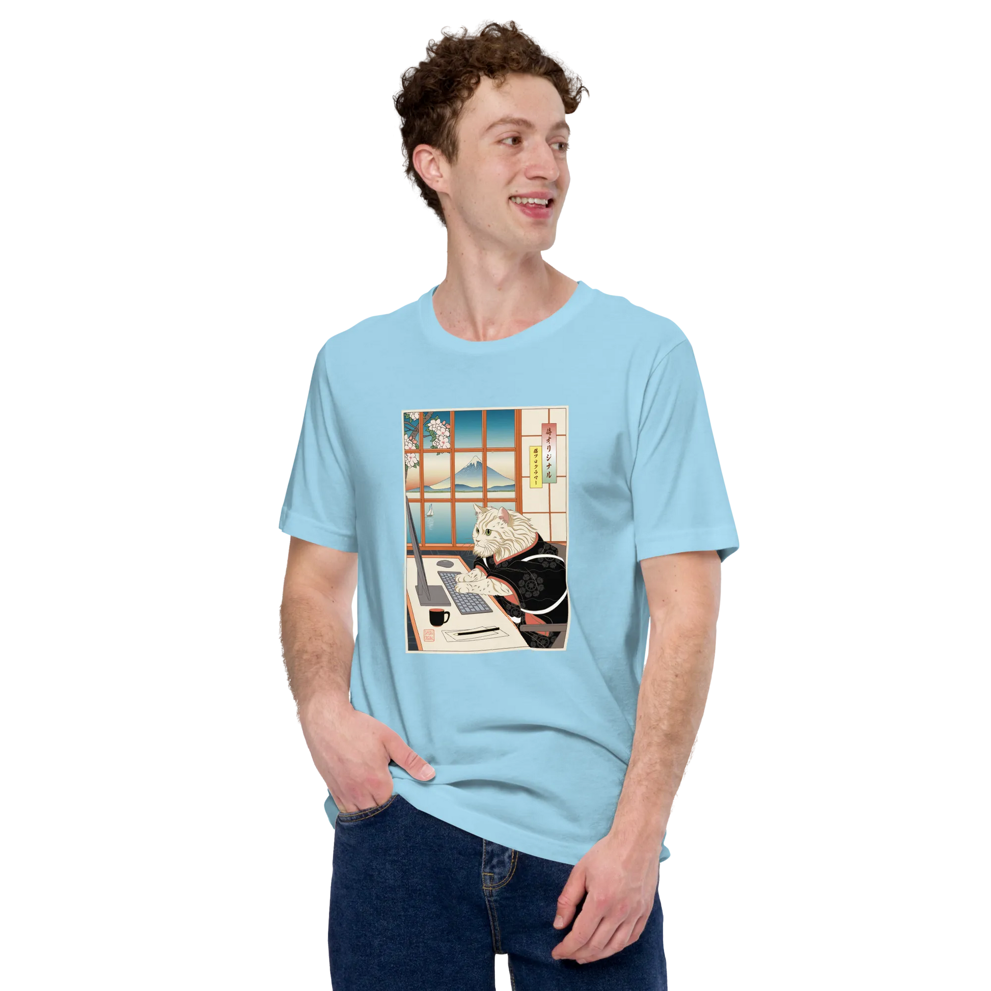 Cat Programmer Ukiyo-e Unisex t-shirt -