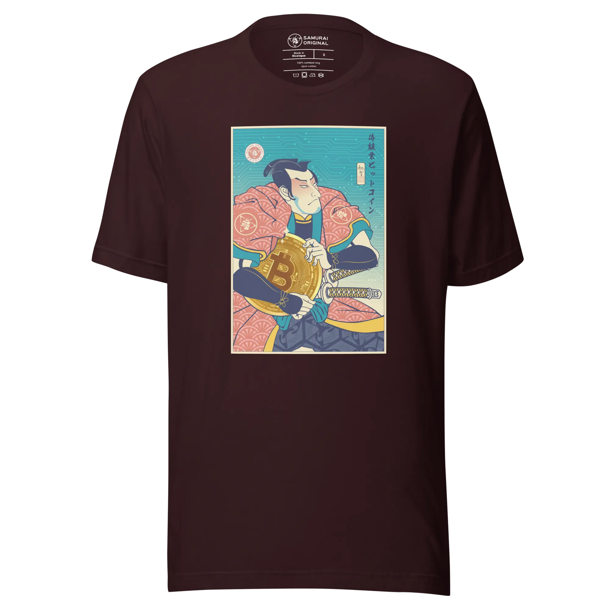 Samurai Bitcoin Mining Ukiyo-e Unisex T-Shirt - Oxblood Black / S