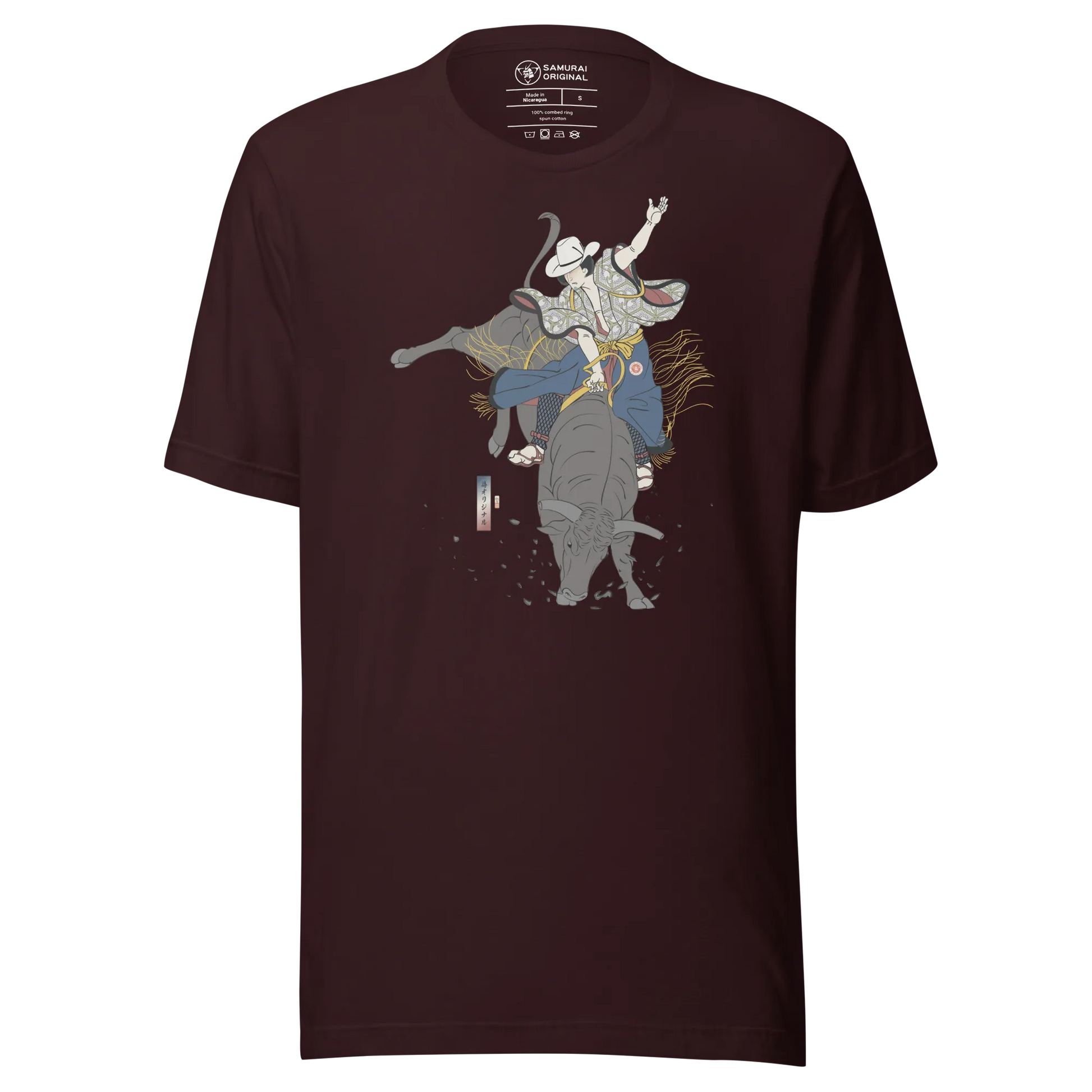 Samurai Bull Riding Ukiyo-e Unisex T-shirt - Samurai Original