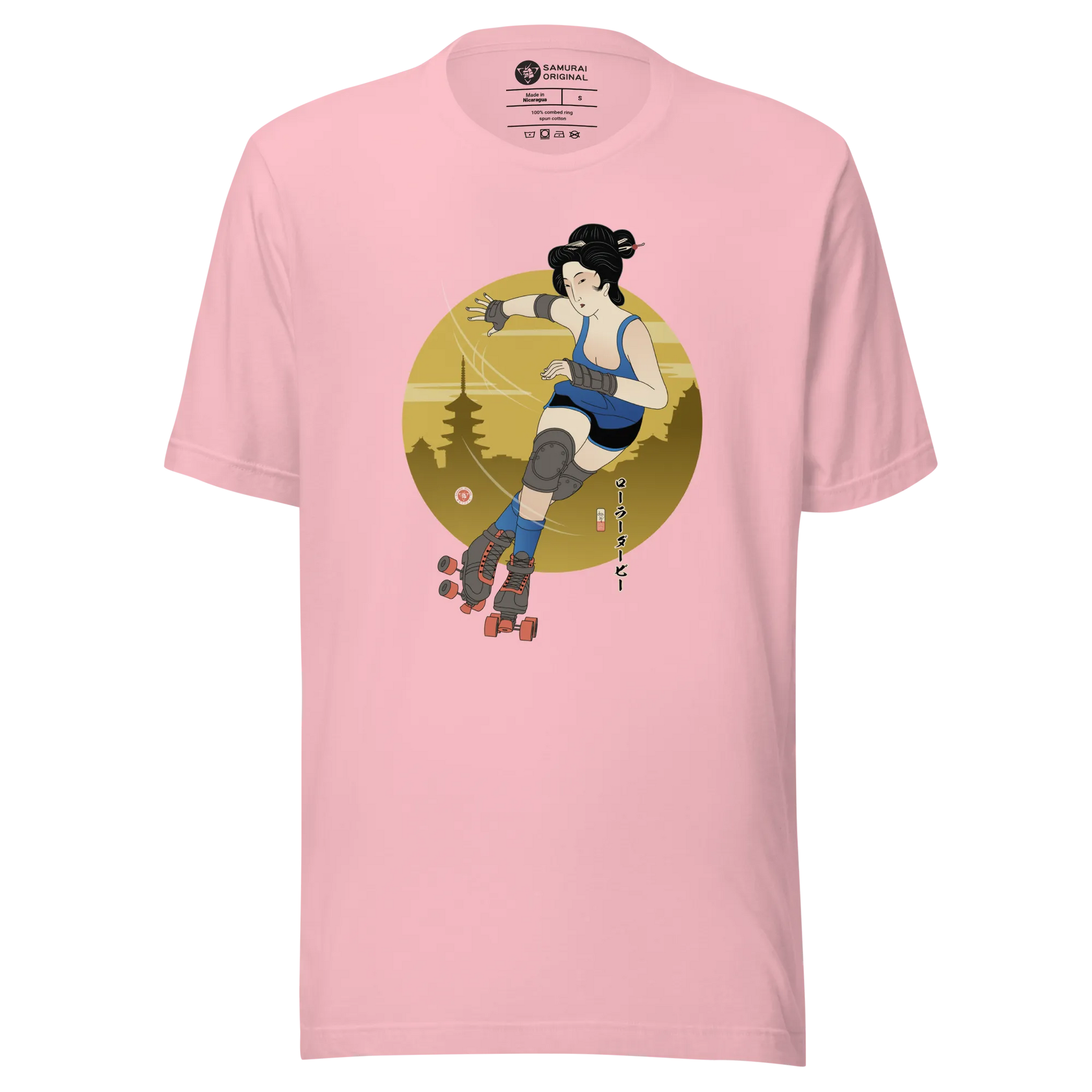 Geisha Roller Derby Japanese Ukiyo-e Unisex T-shirt - Pink / S