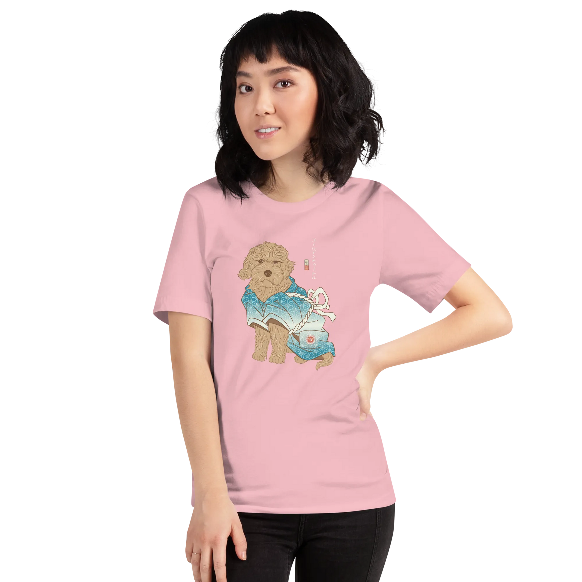 Golden Doodle Dog Funny Japanese Ukiyo-e Unisex T-shirt -