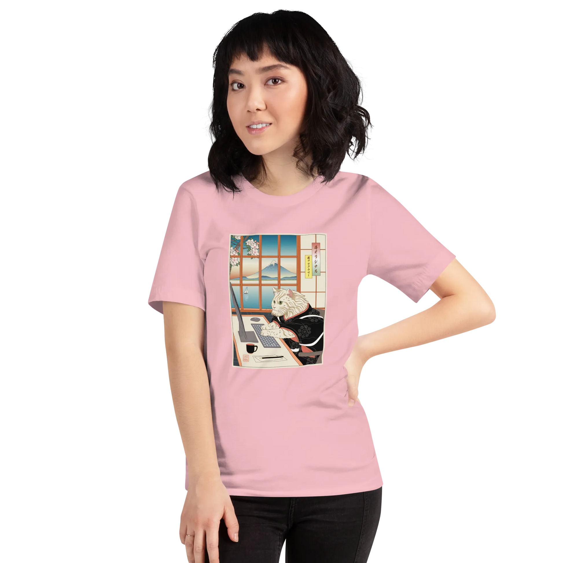 Cat Programmer Ukiyo-e Unisex t-shirt -