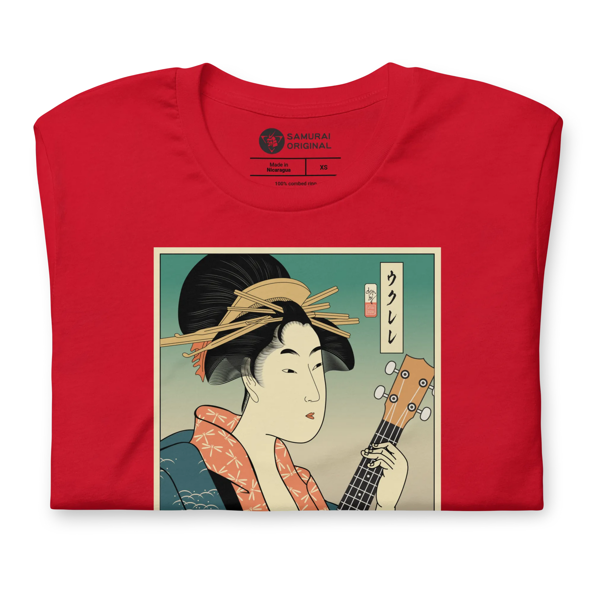 Geisha Ukulele Player String Instrument Japanese Ukiyo-e Unisex T-Shirt -