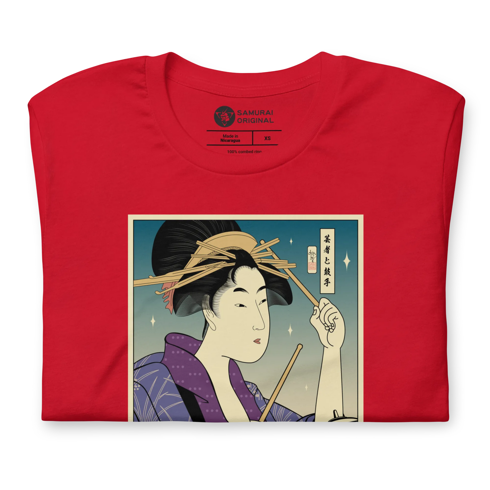 Geisha Drummer Percussion Music Japanese Ukiyo-e Unisex T-Shirt -