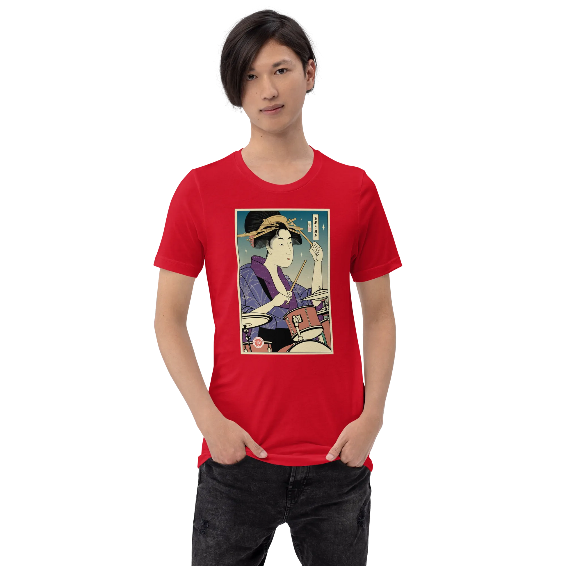 Geisha Drummer Percussion Music Japanese Ukiyo-e Unisex T-Shirt -