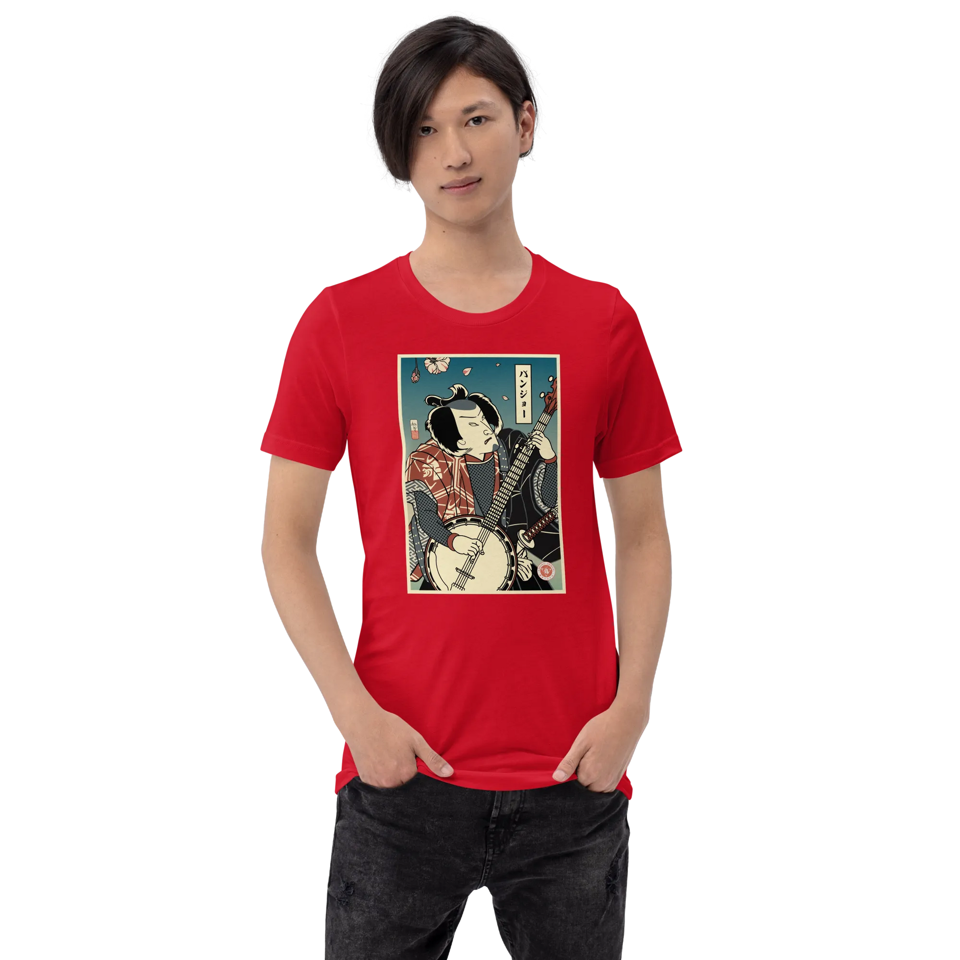 Samurai Banjo Player Music Ukiyo-e Unisex T-Shirt - Samurai Original