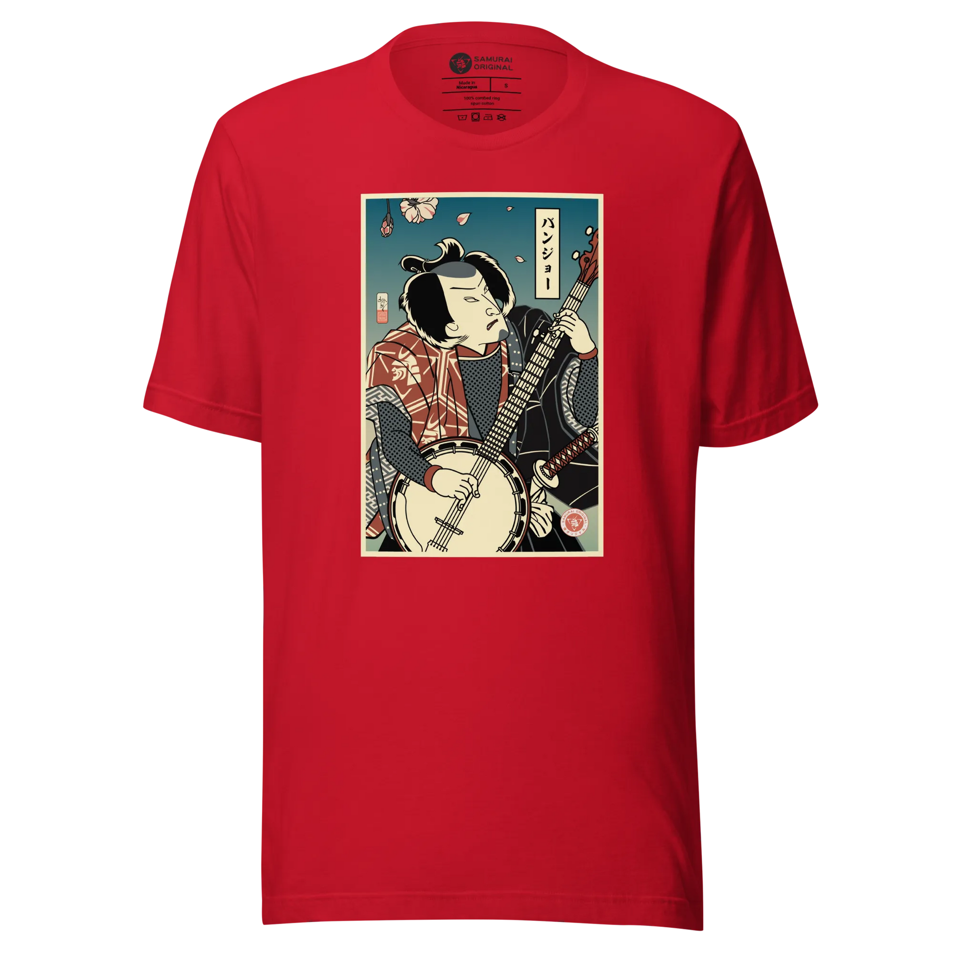 Samurai Banjo Player Music Ukiyo-e Unisex T-Shirt - Samurai Original