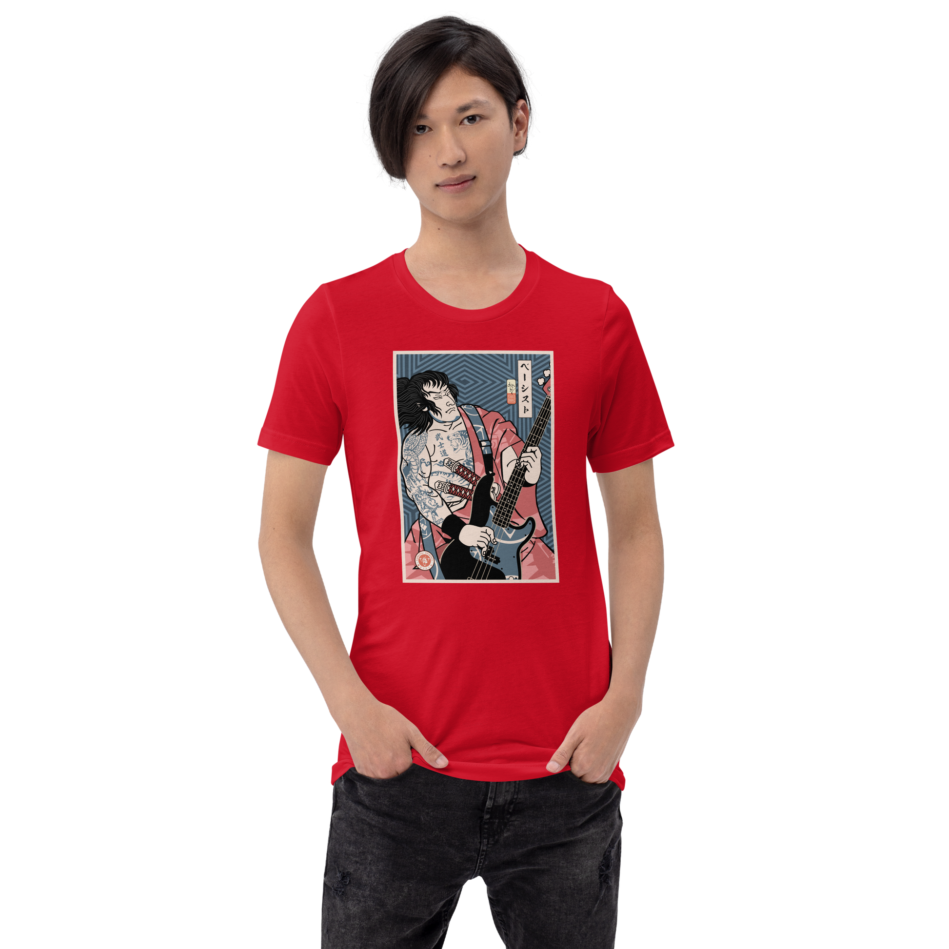 Samurai Bassist Player 5 Music Ukiyo-e Unisex T-Shirt - Samurai Original