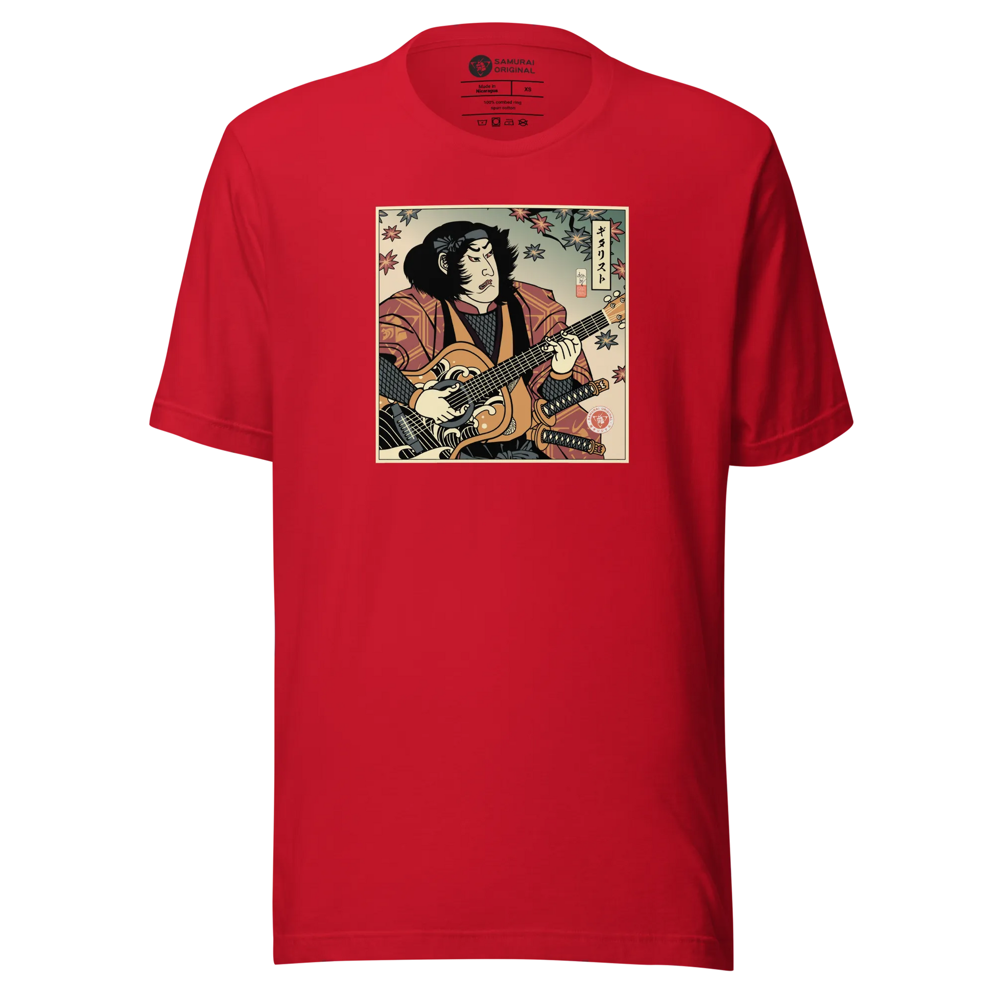 Samurai Guitar Player 3 Music Ukiyo-e Unisex T-Shirt - Red / S