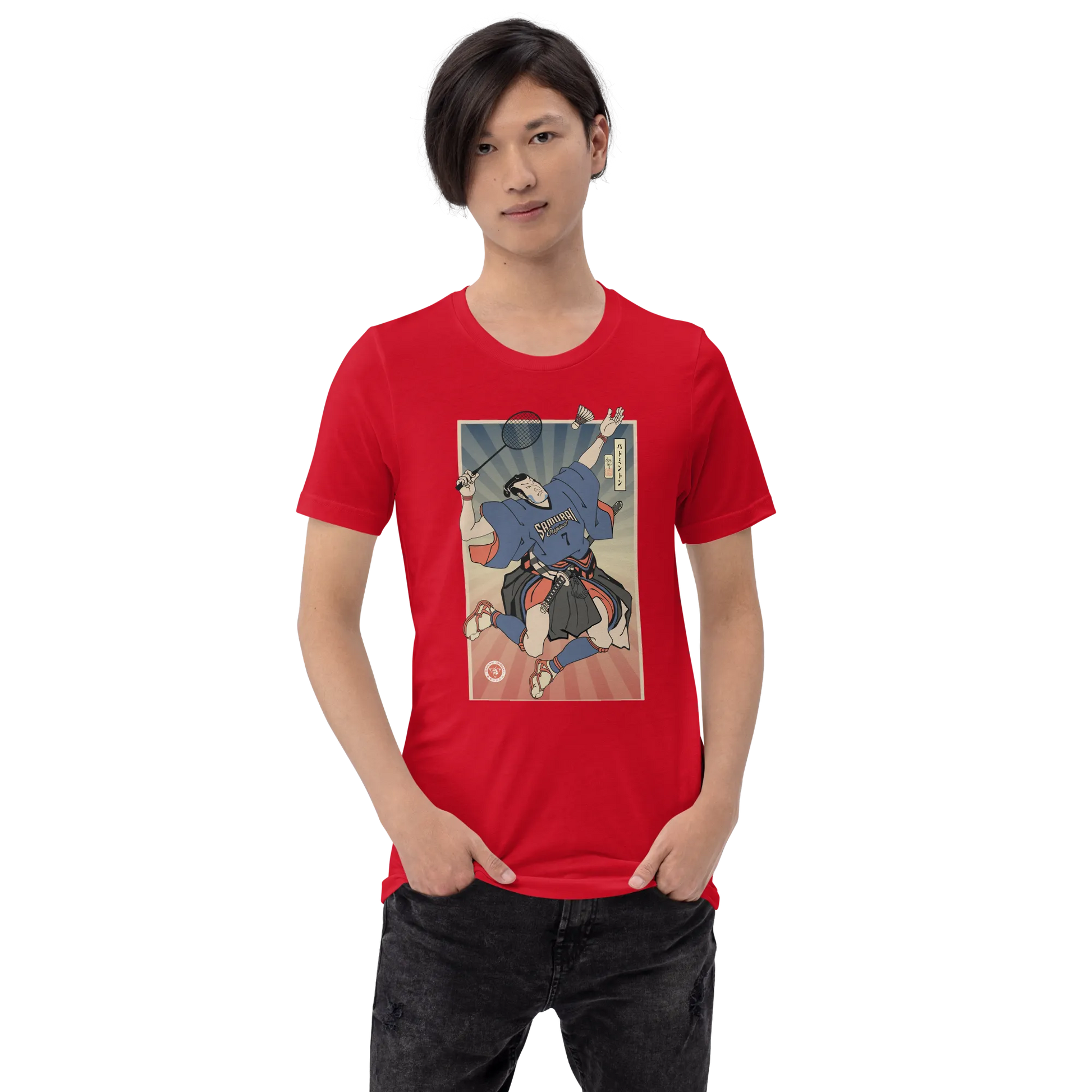 Samurai Badminton Player Sport Ukiyo-e Unisex T-Shirt - Samurai Original