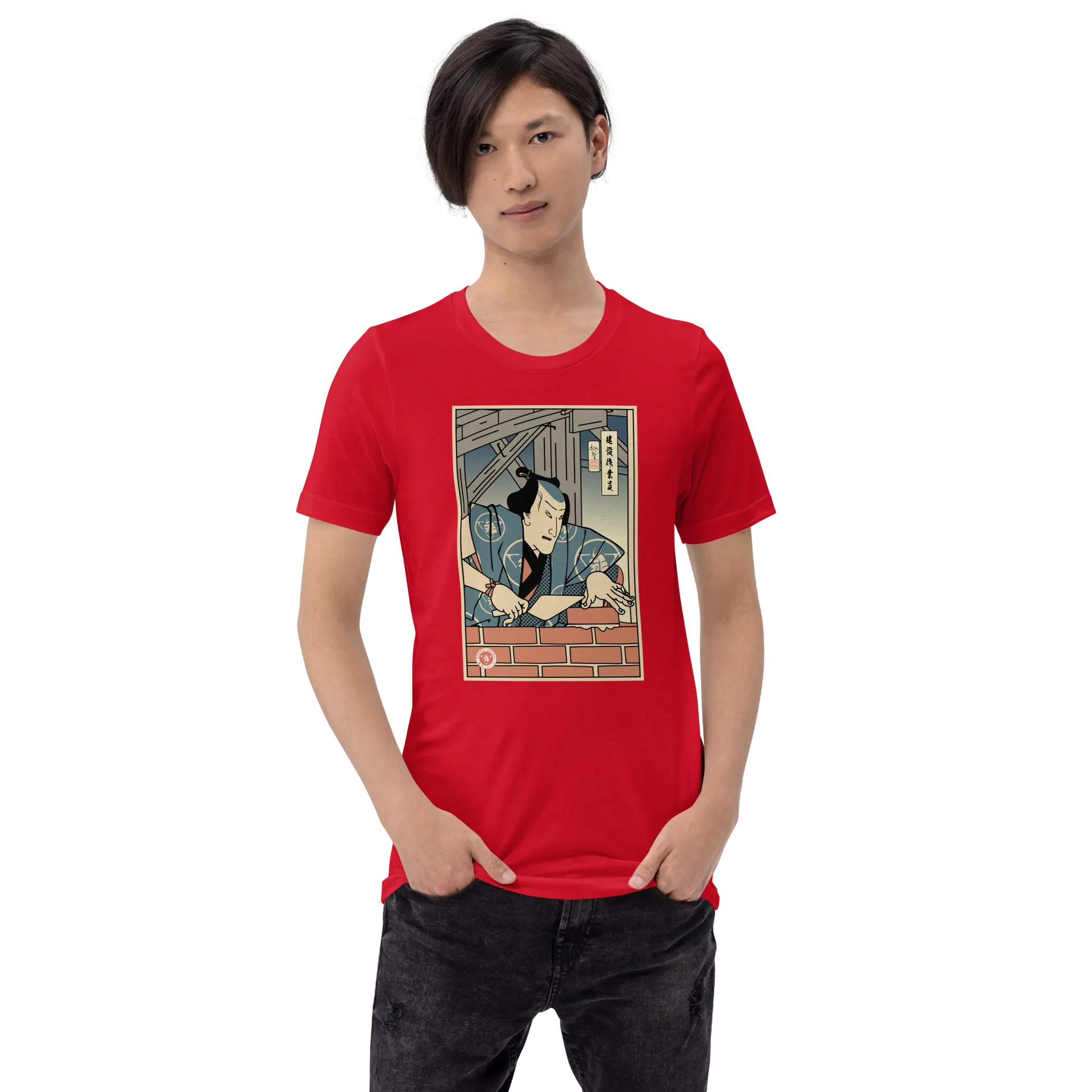 Samurai Builder Construction Worker Ukiyo-e Unisex T-Shirt - Samurai Original