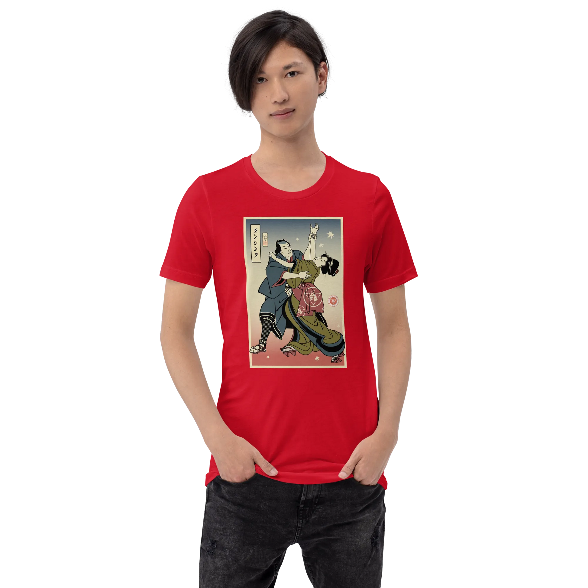 Samurai & Geisha Dancing Japanese Ukiyo-e Unisex T-Shirt - Samurai Original