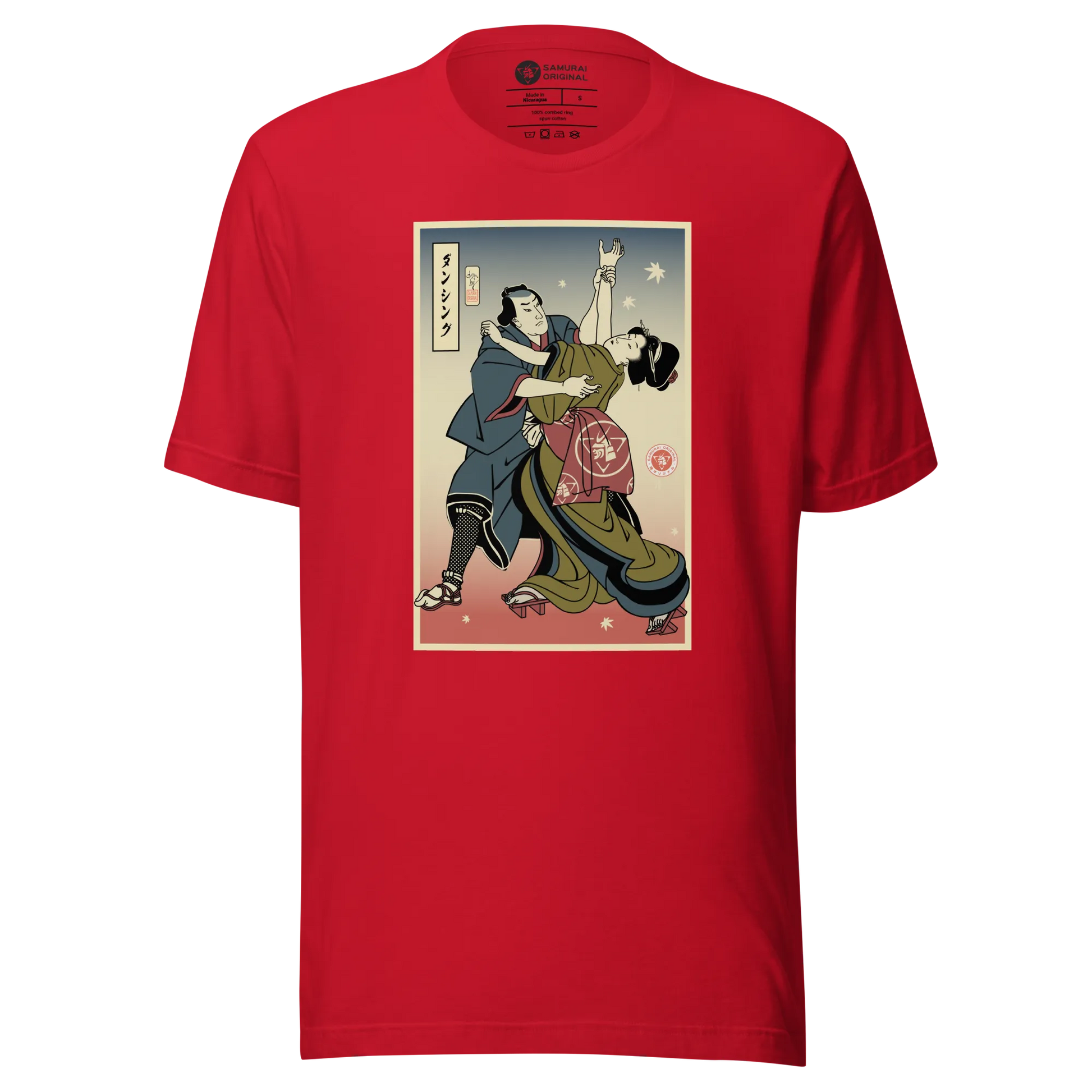 Samurai & Geisha Dancing Japanese Ukiyo-e Unisex T-Shirt - Samurai Original