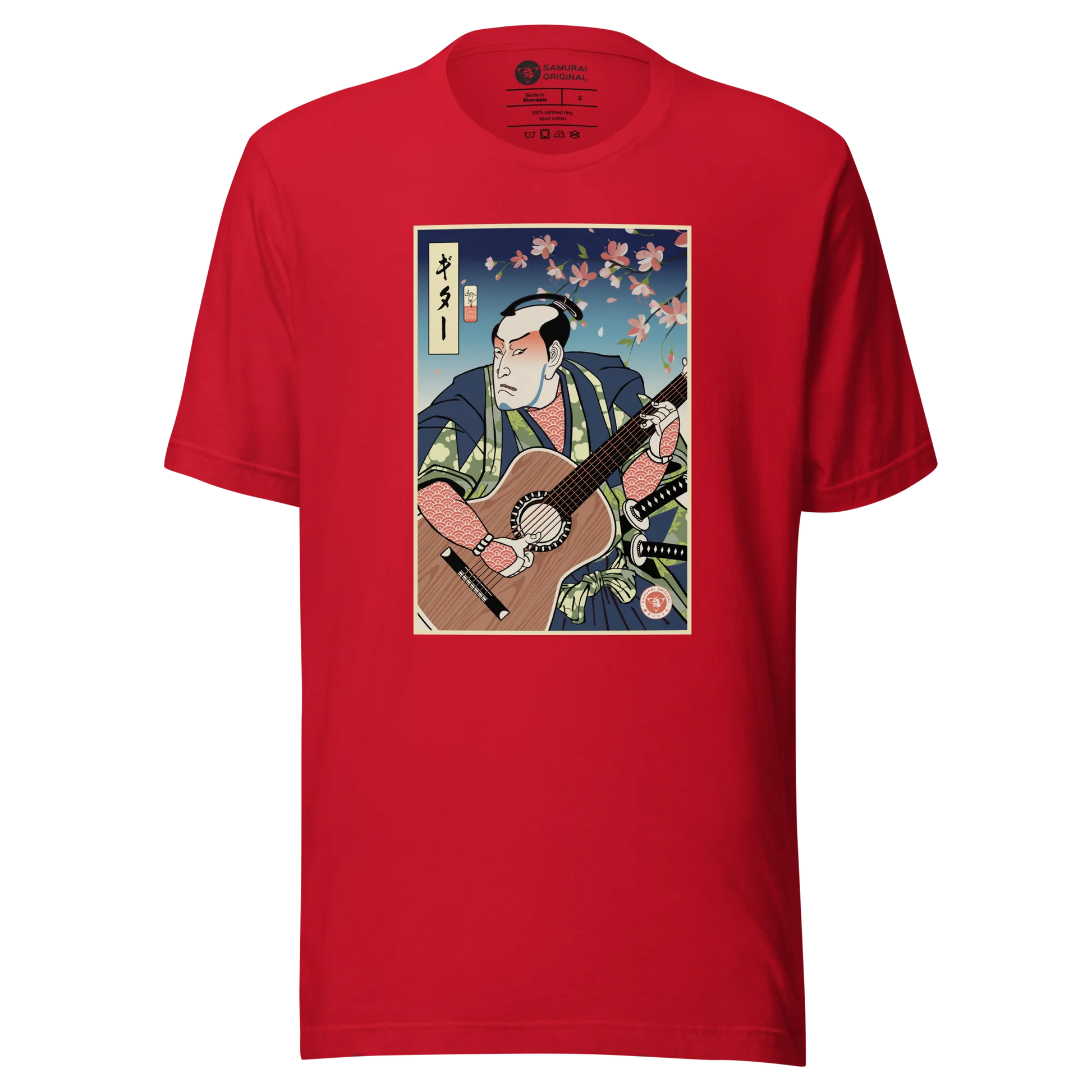 Samurai Guitar Player 2 Music Ukiyo-e Unisex T-Shirt - Red / S