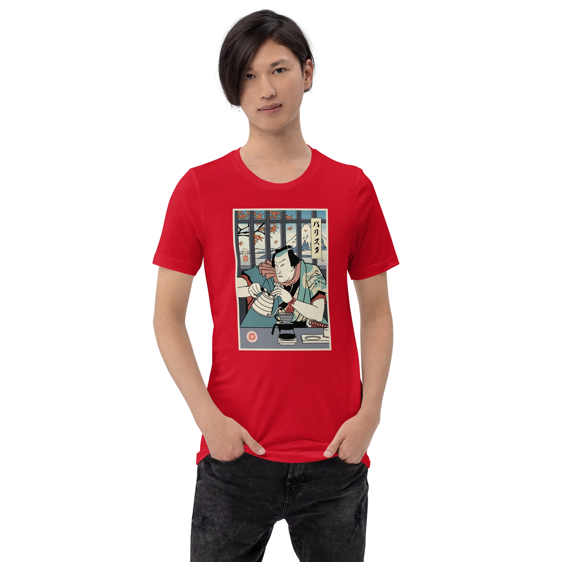 Samurai Barista Coffee Ukiyo-e Unisex T-Shirt - Samurai Original