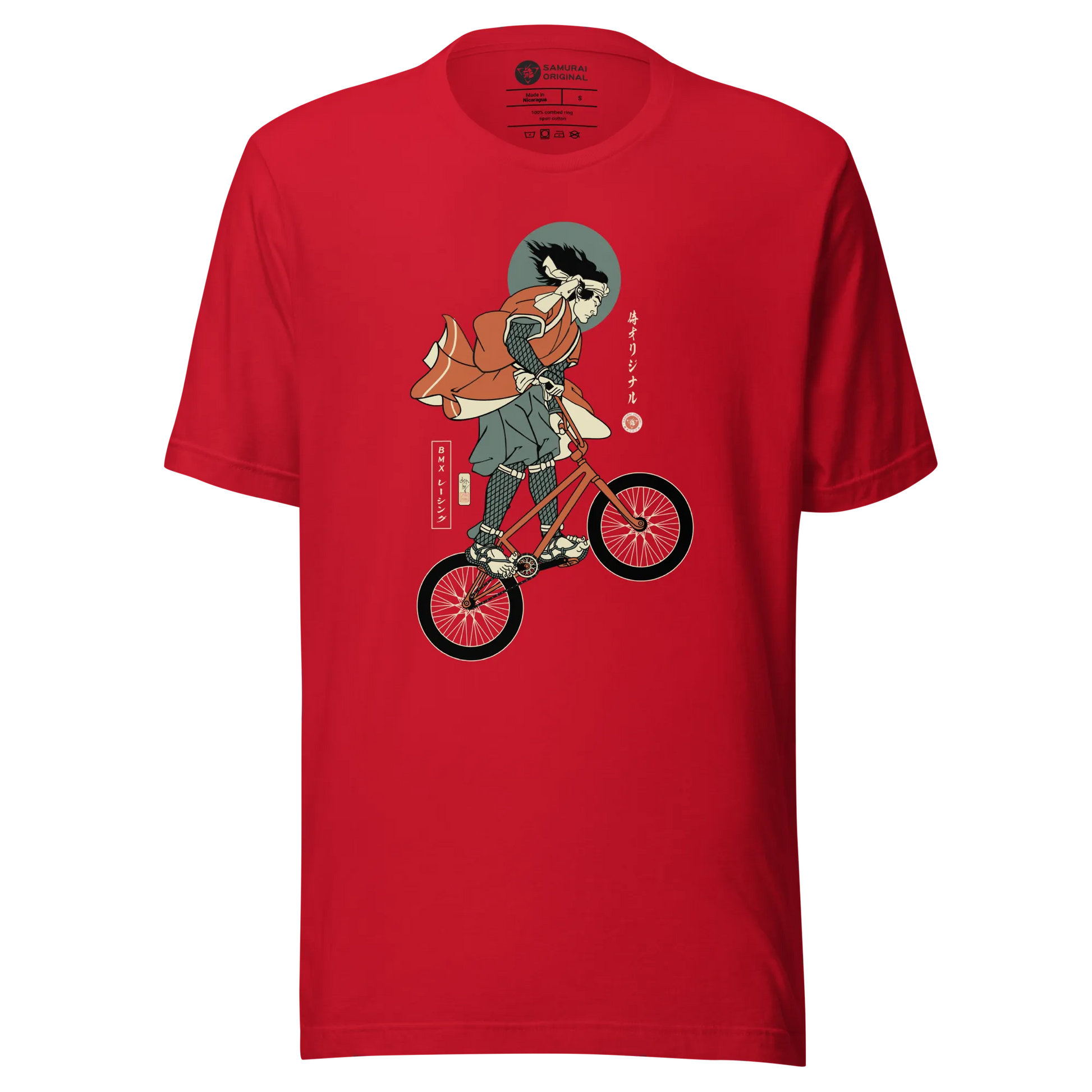 Samurai Bmx Kinkbike Ukiyo-e Unisex T-Shirt - Red / S