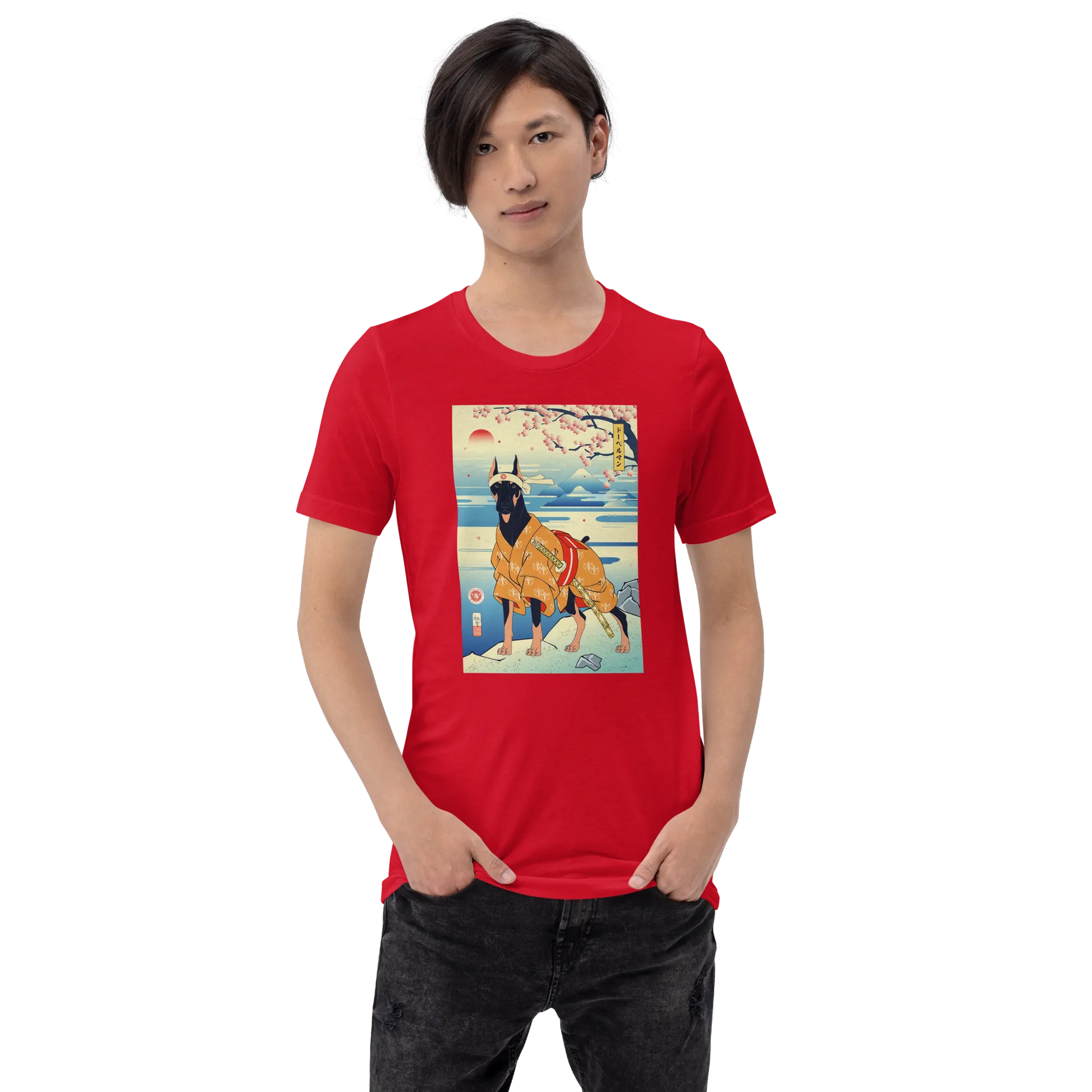 Dog Doberman Pinscher Japanese Ukiyo-e Unisex T-Shirt -