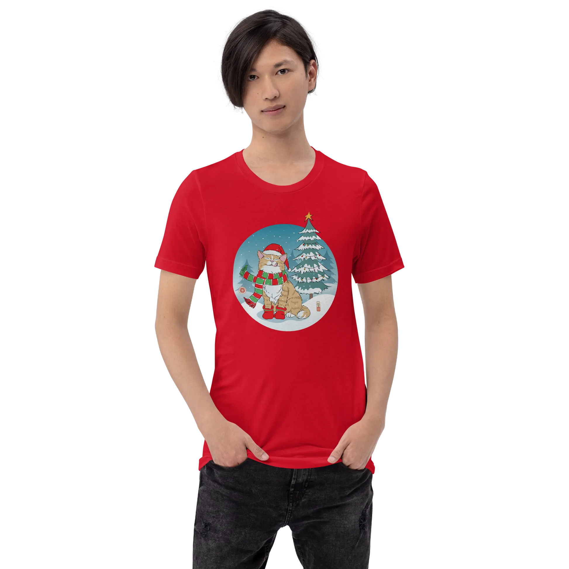 Cat Merry Christmas Japanese Ukiyo-e Unisex T-Shirt -