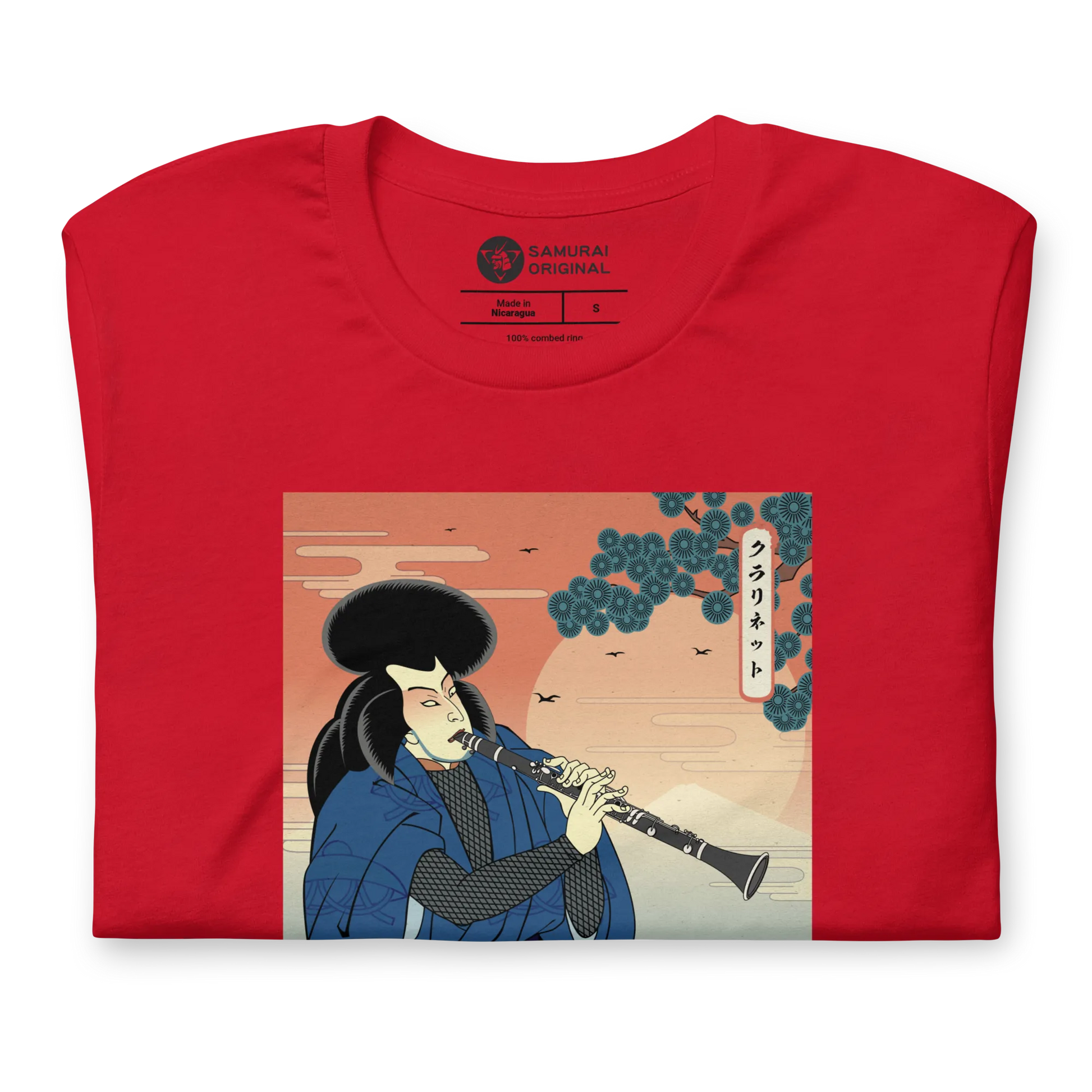 Samurai Clarinet Music Ukiyo-e Unisex T-Shirt - Samurai Original