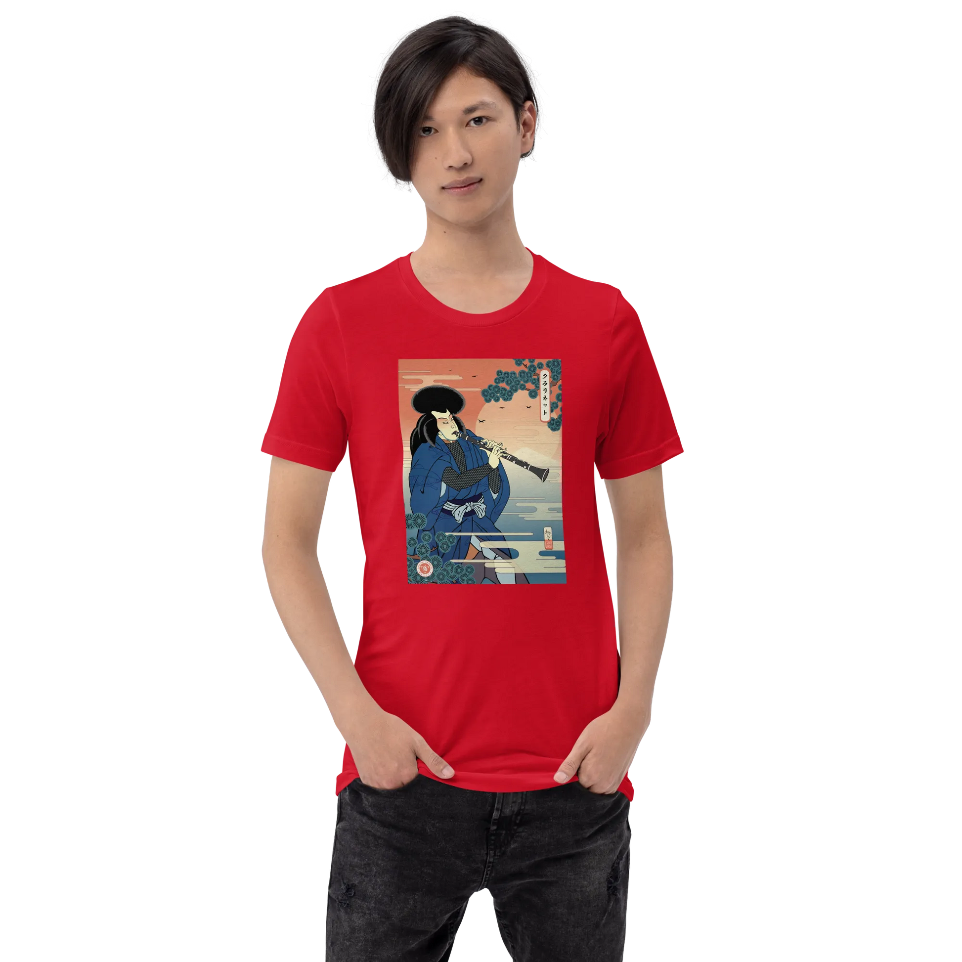 Samurai Clarinet Music Ukiyo-e Unisex T-Shirt - Samurai Original