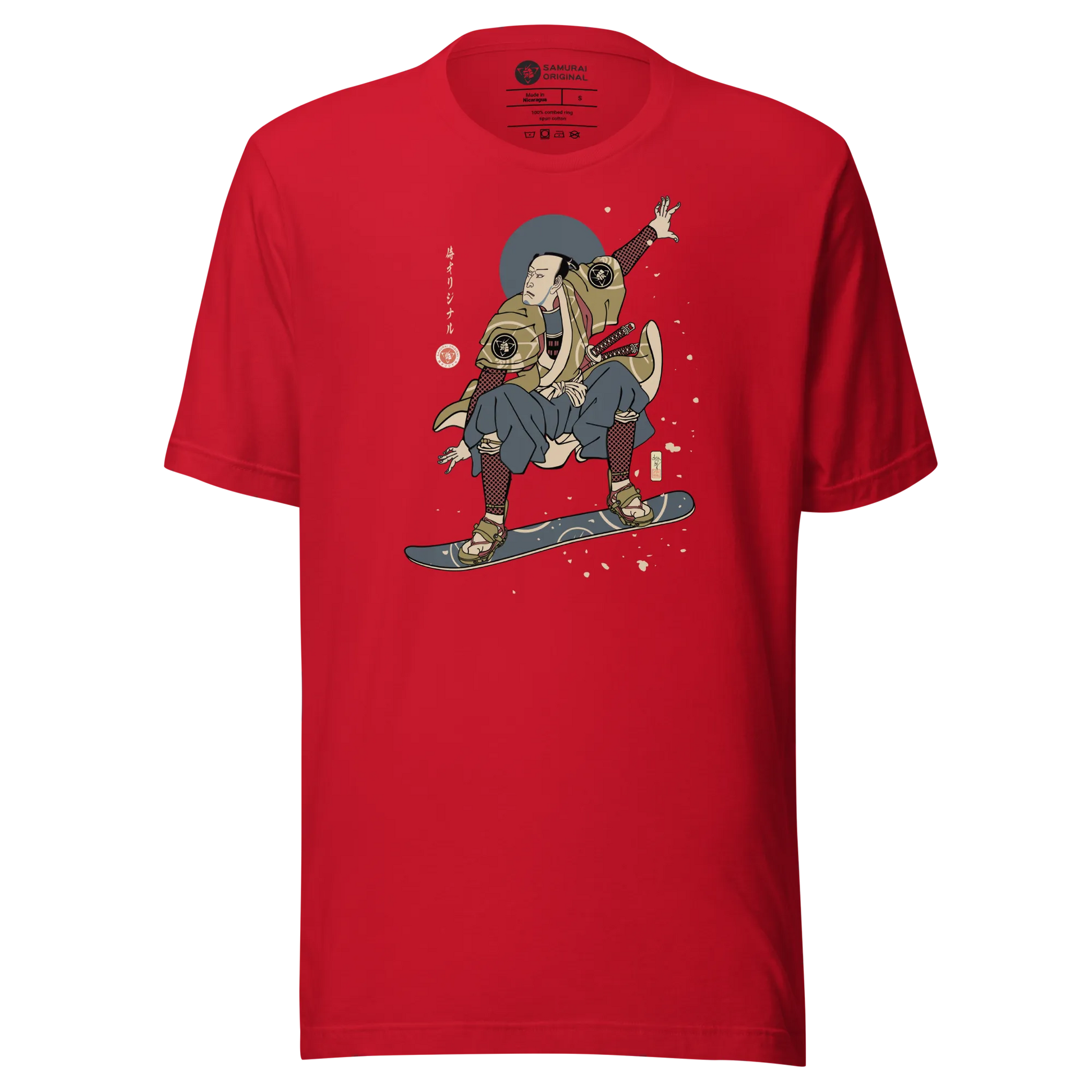 Samurai Snowboard 2 Winter Sport Ukiyo-e Unisex T-Shirt - Red / S