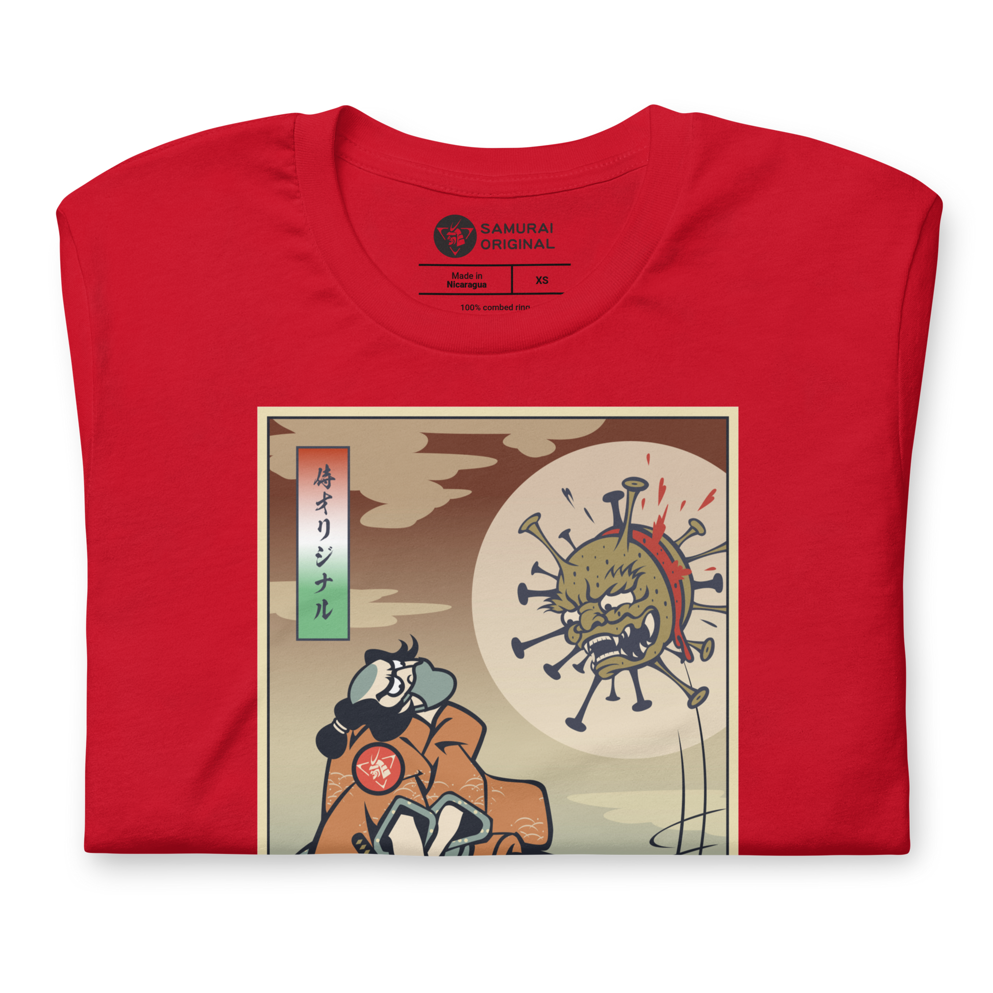 Samurai vs Virus Demon Ukiyo-e Unisex T-Shirt - Samurai Original