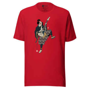 Samurai Guitar Player Music Ukiyo-e Unisex T-Shirt - Red / S