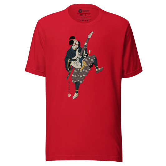 Samurai Guitar Player Music Ukiyo-e Unisex T-Shirt - Red / S