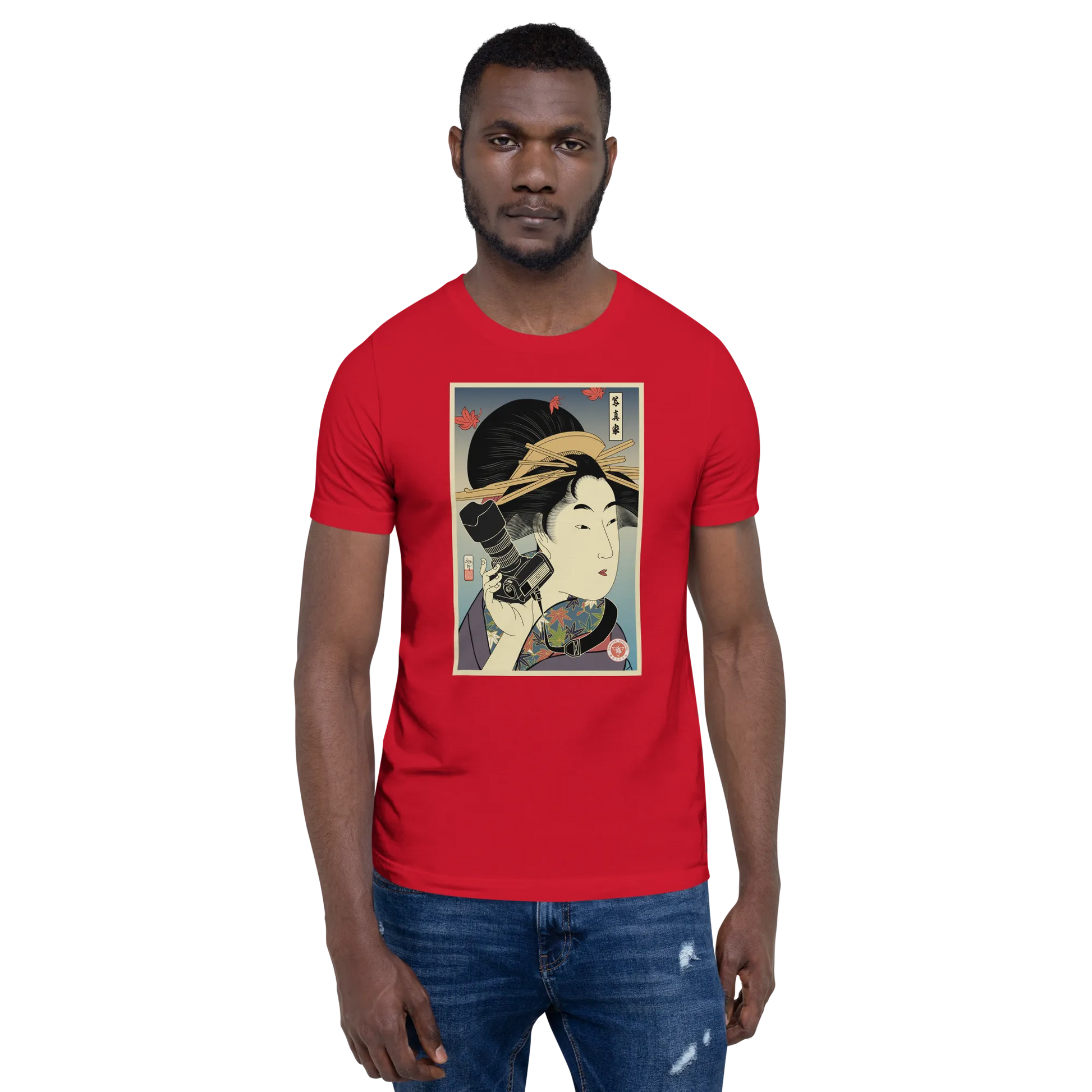 Geisha Photographer Camera Japanese Ukiyo-e Unisex T-Shirt -