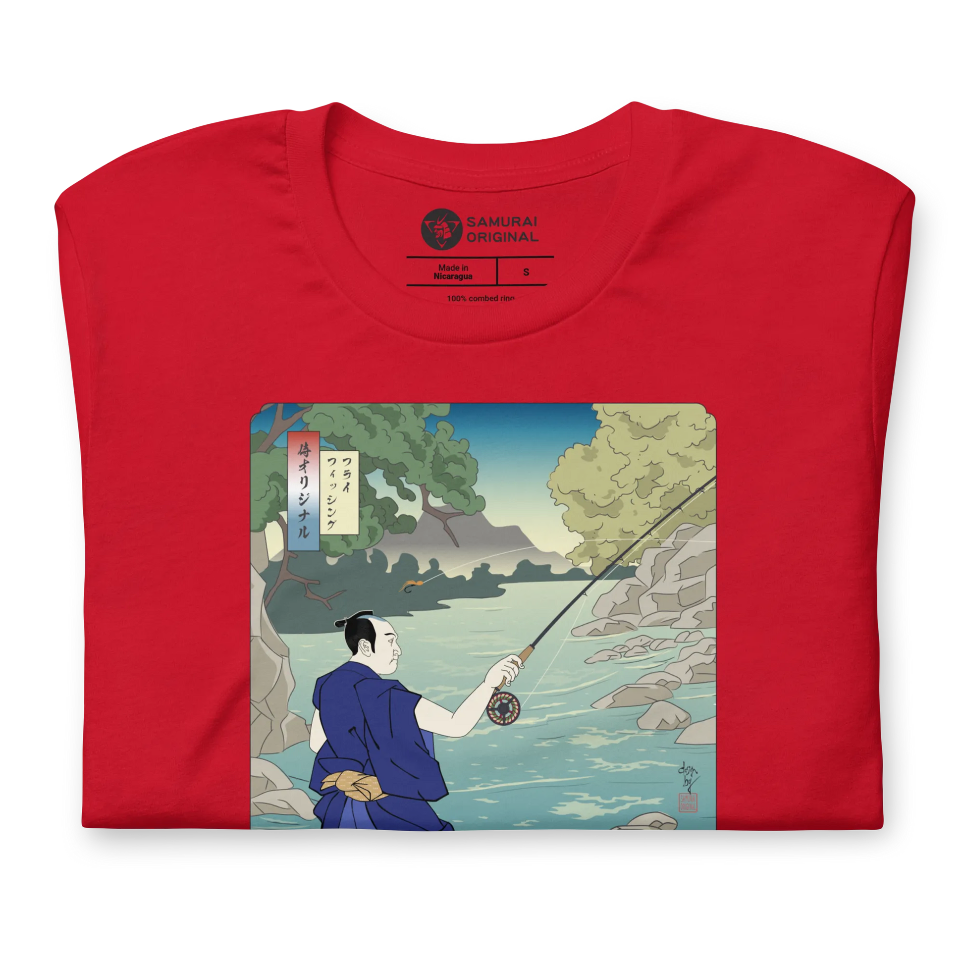 Samurai Fly Fishing Ukiyo-e Unisex t-shirt - Samurai Original