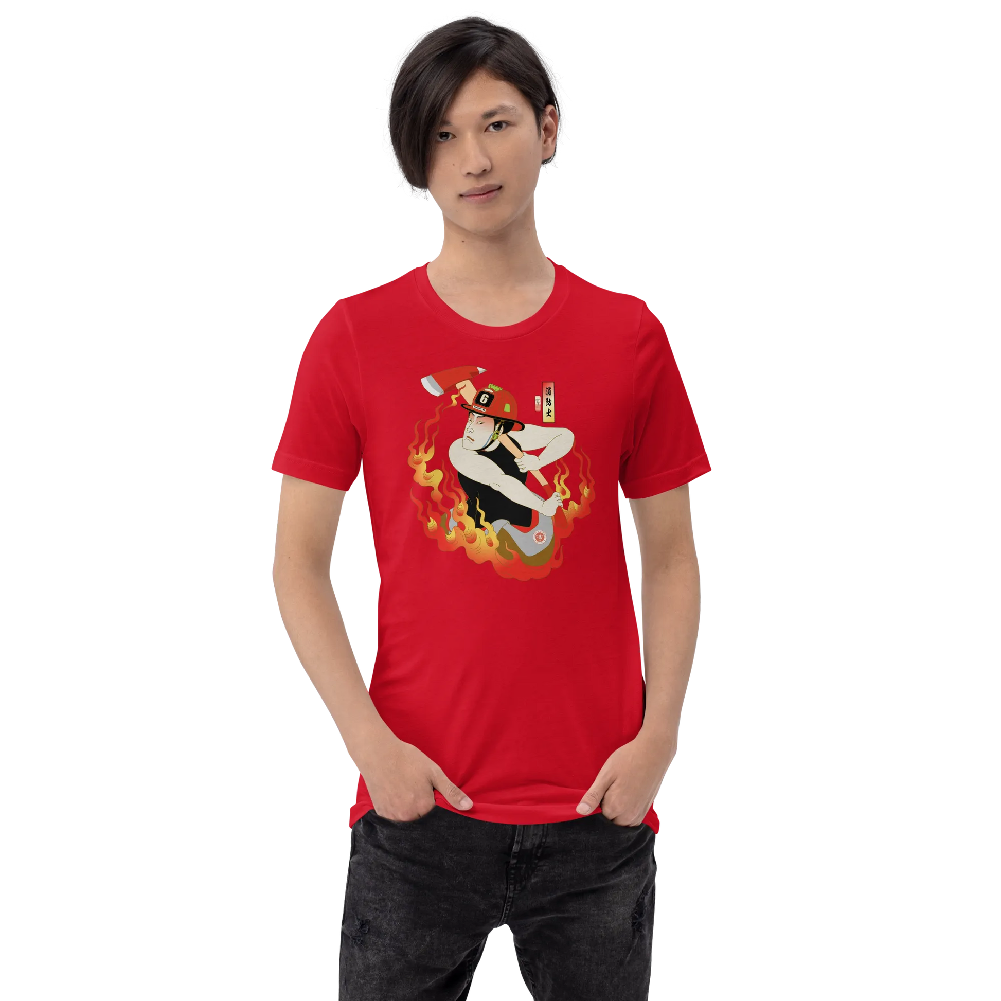 Samurai Firefighter Fireman Ukiyo-e Unisex T-shirt - Samurai Original