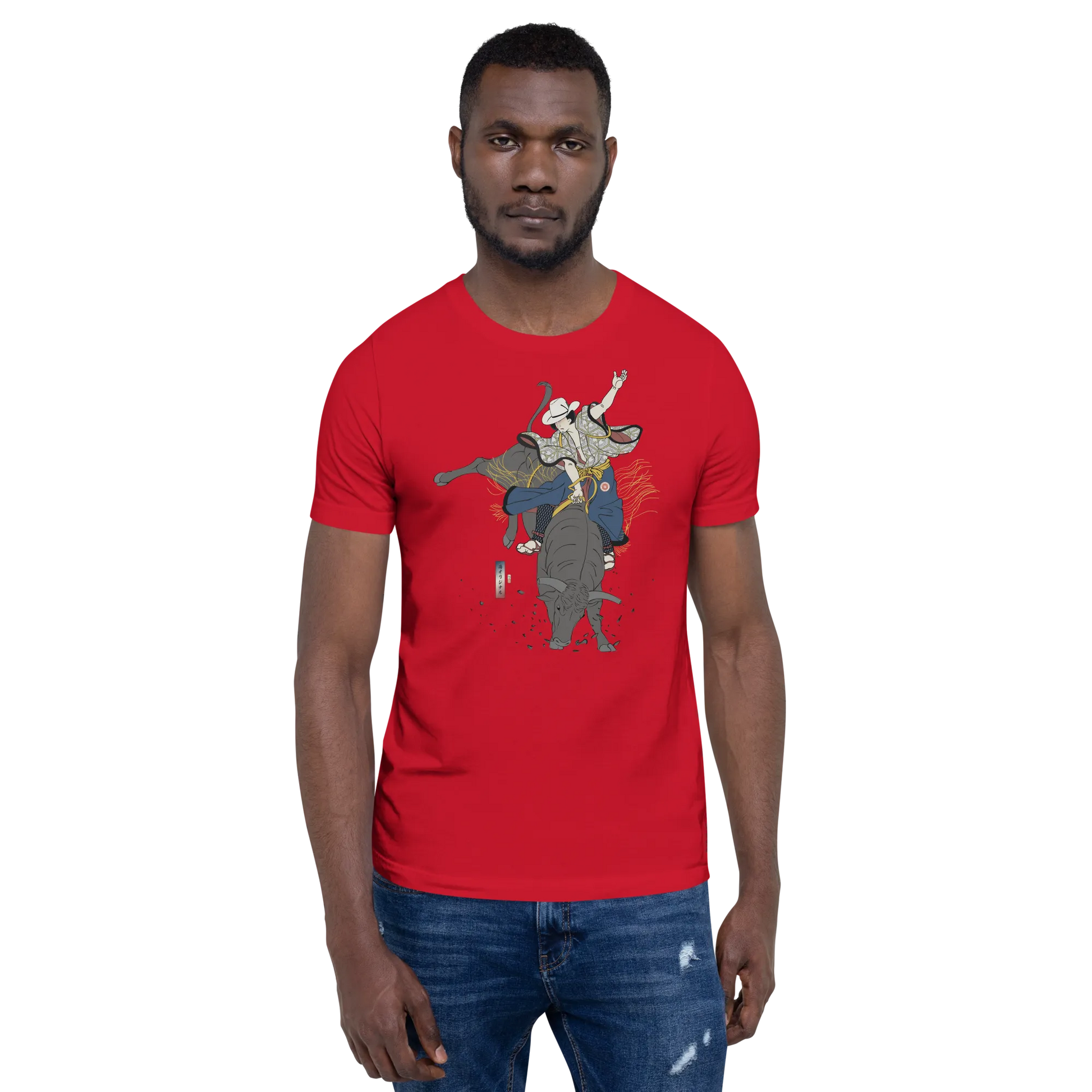 Samurai Bull Riding Ukiyo-e Unisex T-shirt - Samurai Original