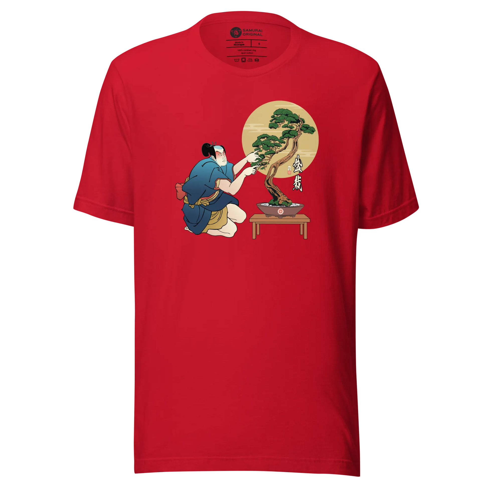 Samurai and Bonsai Tree Japanese Ukiyo-e Unisex T-Shirt 2 - Samurai Original