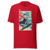 Samurai Snowboard Winter Sport Ukiyo-e Unisex T-Shirt - Red / S