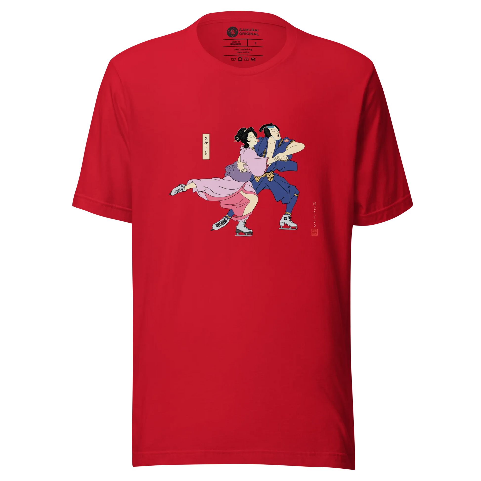 Samurai & Geisha Figure Skating Japanese Ukiyo-e Unisex t-shirt - Samurai Original