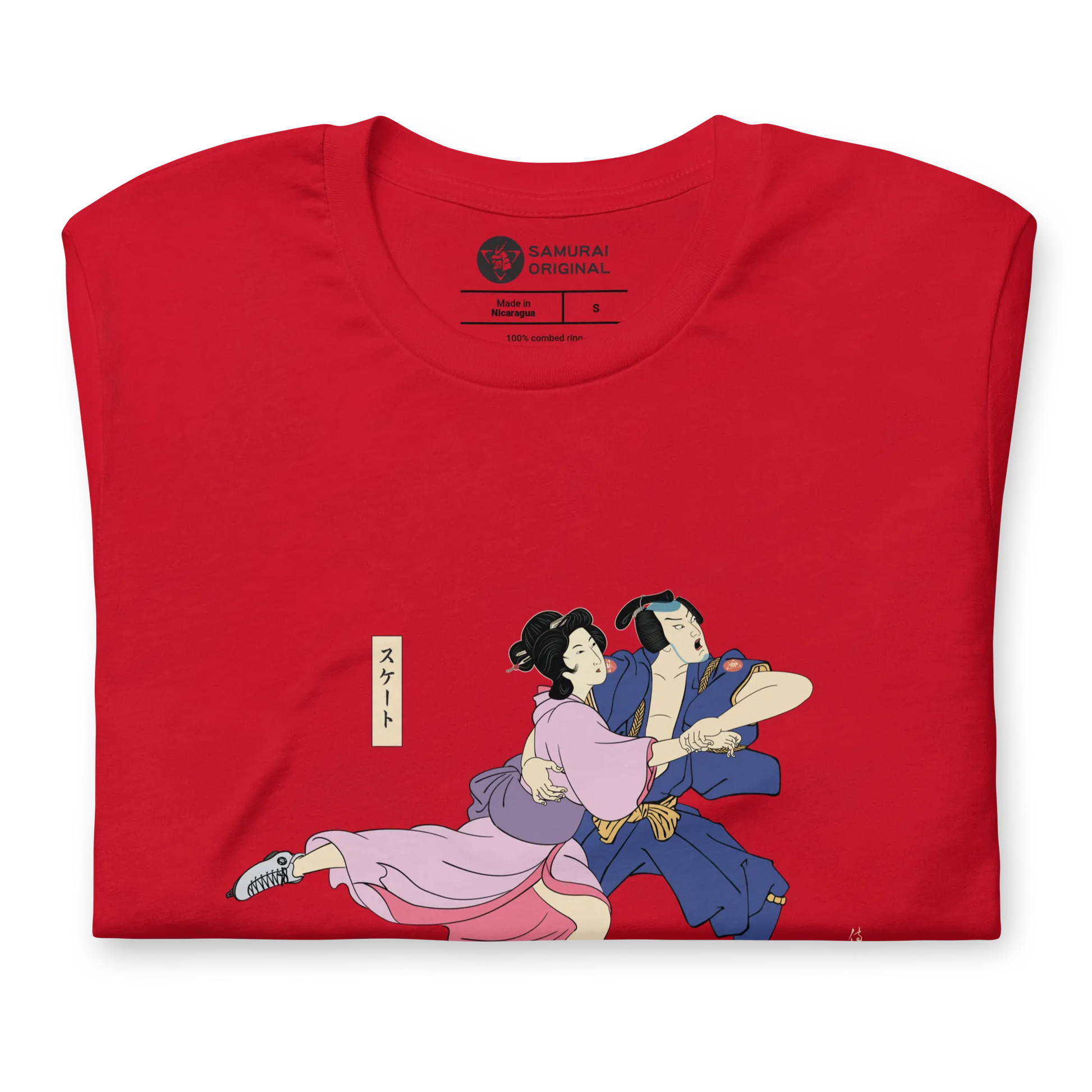 Samurai & Geisha Figure Skating Japanese Ukiyo-e Unisex t-shirt - Samurai Original