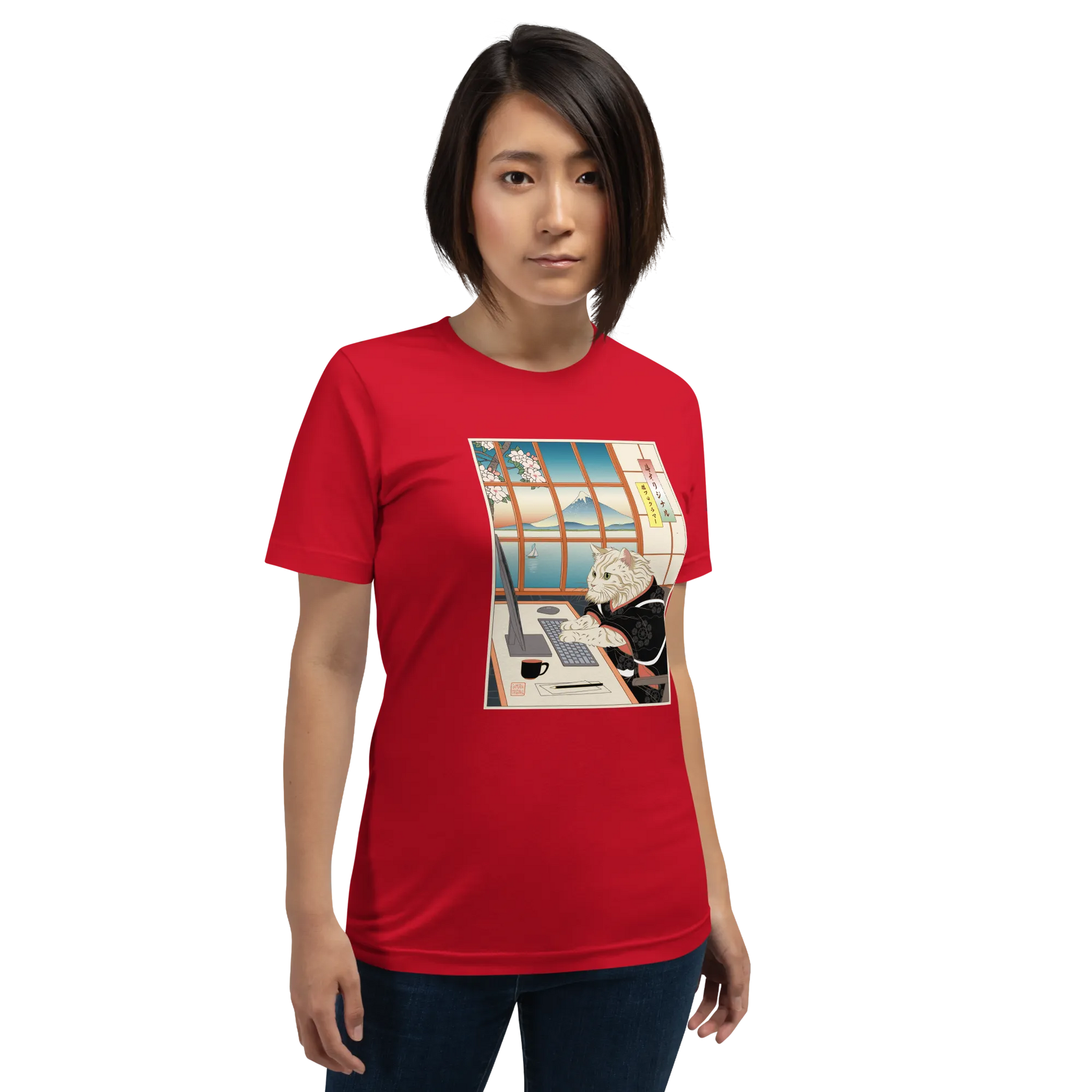 Cat Programmer Ukiyo-e Unisex t-shirt -