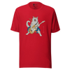 Cat Playing Guitar Japanese Ukiyo-e Unisex t-shirt - Red / S