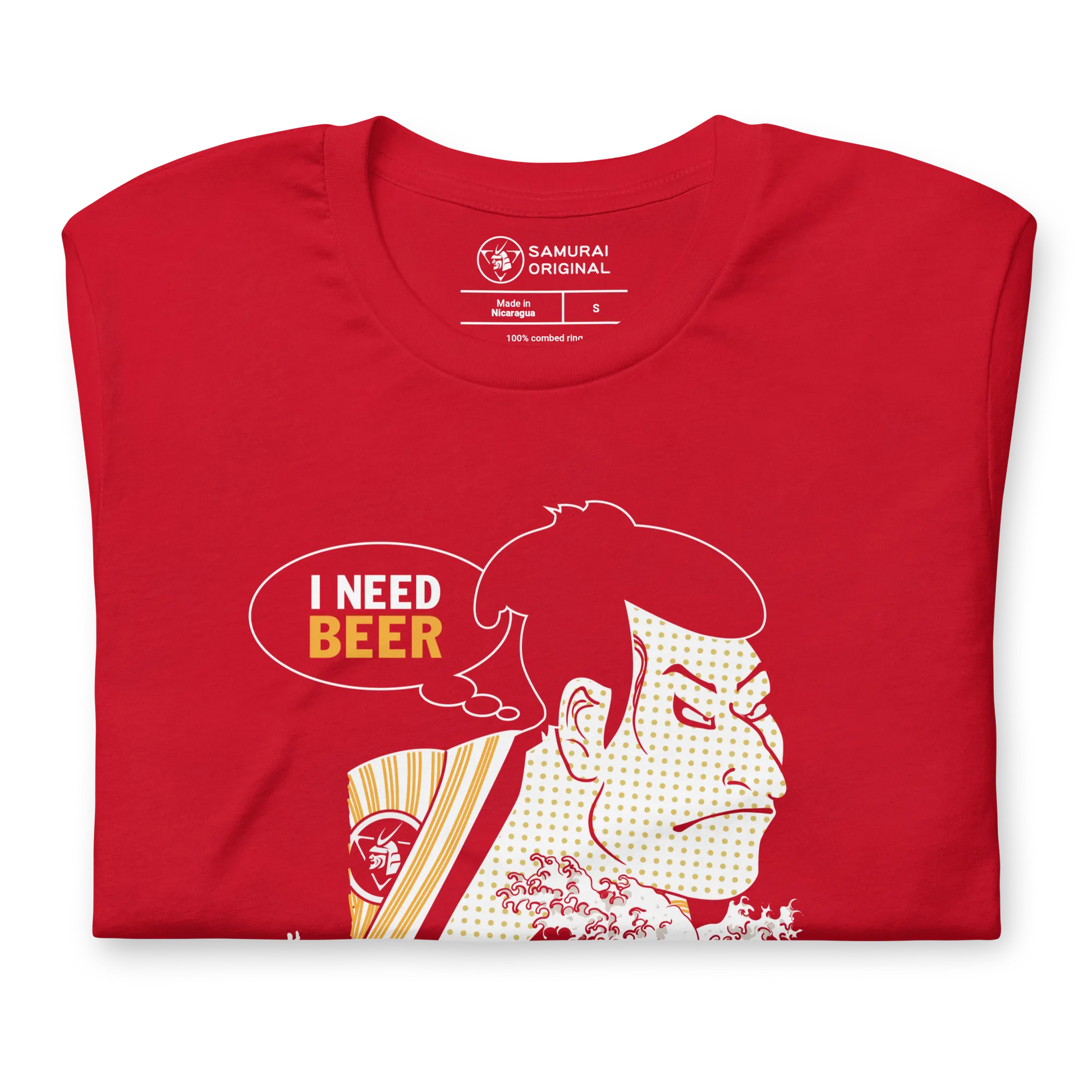 Samurai and Beer I Need Beer Japanese Ukiyo-e Unisex T-shirt - Samurai Original