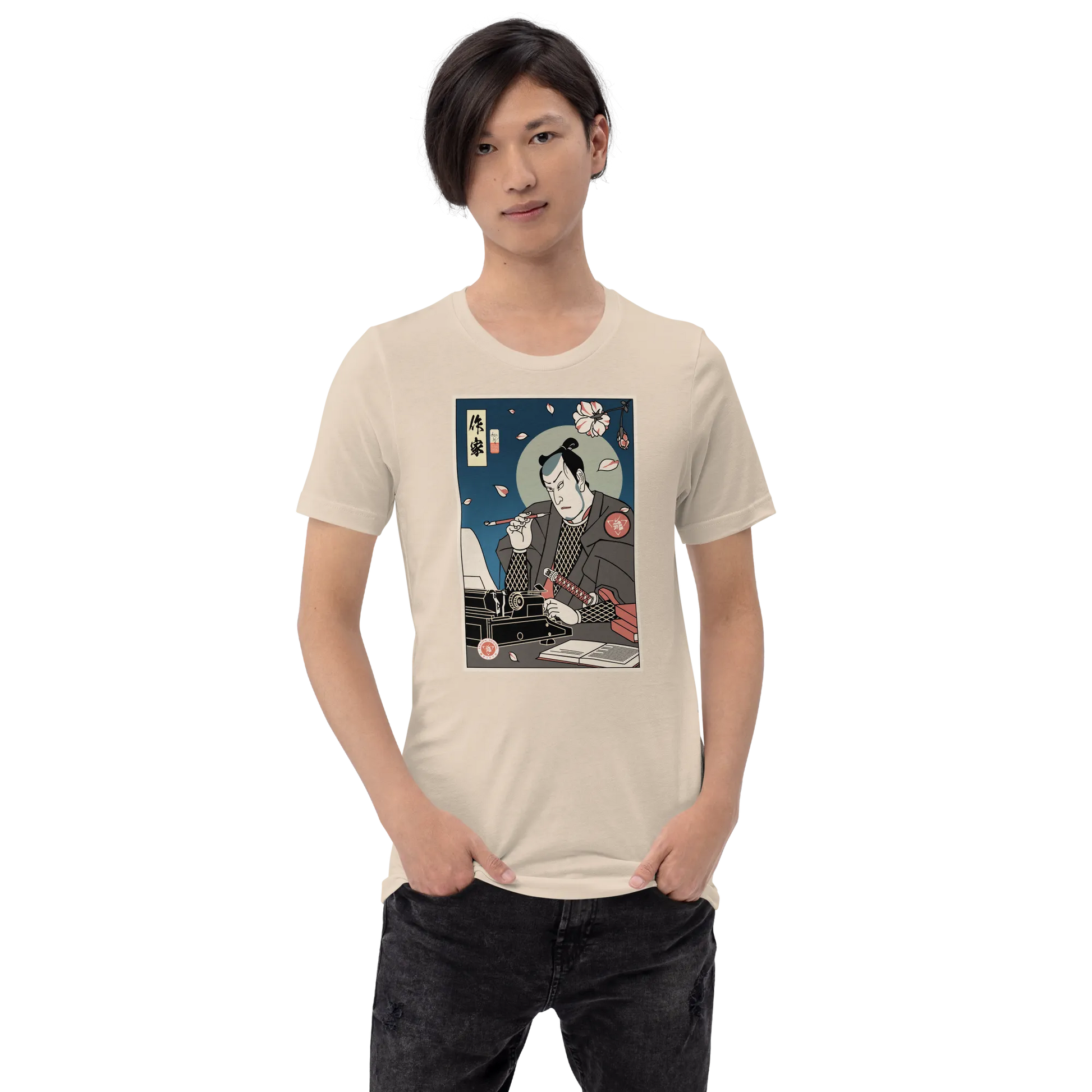 Samurai Writer Book Ukiyo-e Unisex T-Shirt - Samurai Original