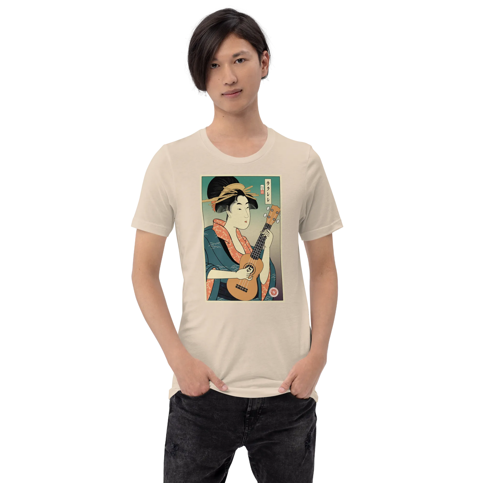 Geisha Ukulele Player String Instrument Japanese Ukiyo-e Unisex T-Shirt -