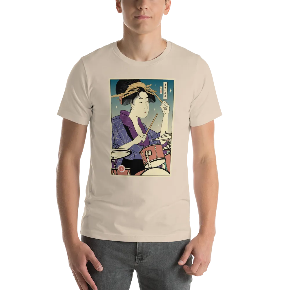 Geisha Drummer Percussion Music Japanese Ukiyo-e Unisex T-Shirt -