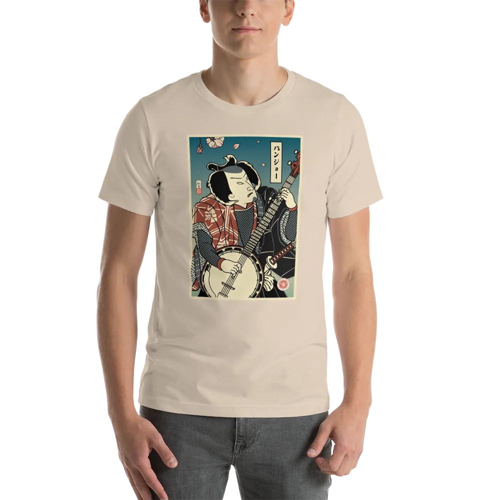 Samurai Banjo Player Music Ukiyo-e Unisex T-Shirt - Samurai Original