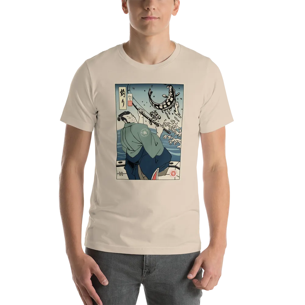 Samurai Fishing 3 Ukiyo-e Unisex T-Shirt - Samurai Original