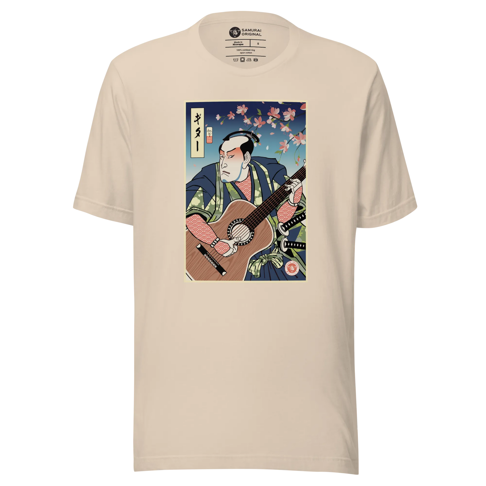 Samurai Guitar Player 2 Music Ukiyo-e Unisex T-Shirt - Soft Cream / S