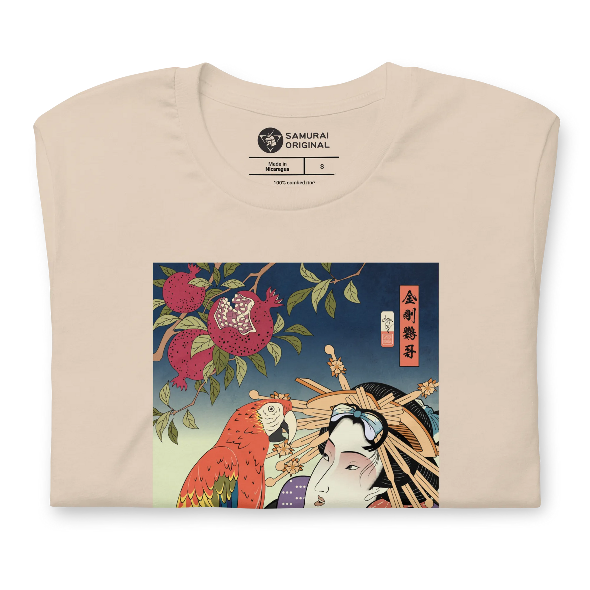 Geisha & Macaw Parrot Bird Japanese Ukiyo-e Unisex T-Shirt -