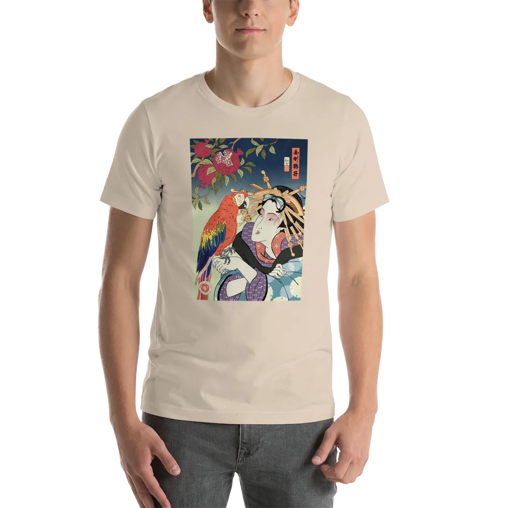 Geisha & Macaw Parrot Bird Japanese Ukiyo-e Unisex T-Shirt -