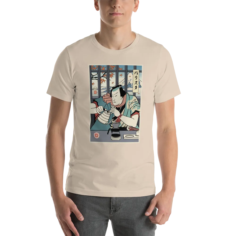 Samurai Barista Coffee Ukiyo-e Unisex T-Shirt - Samurai Original